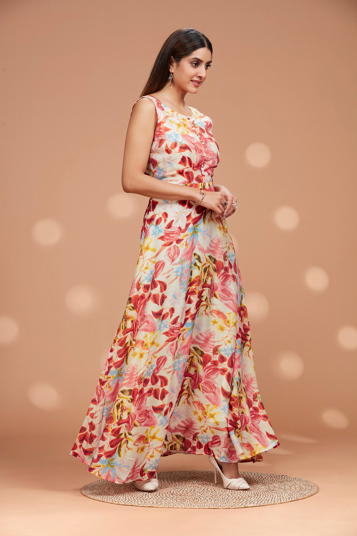 Floral Cotton Flowy Sleeveless Long Gown image 2