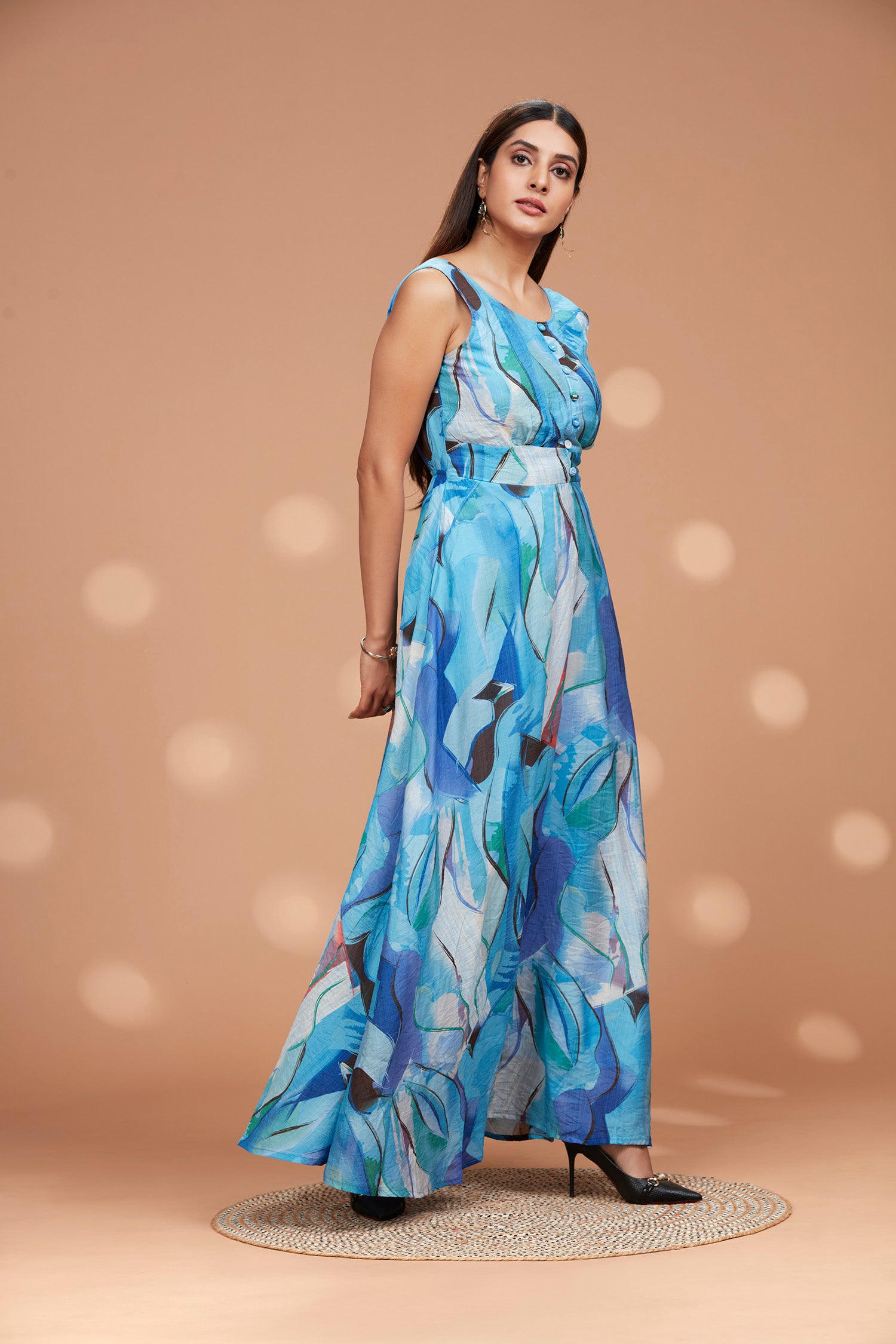 Cotton Flowy Sleeveless Long Gown image 2