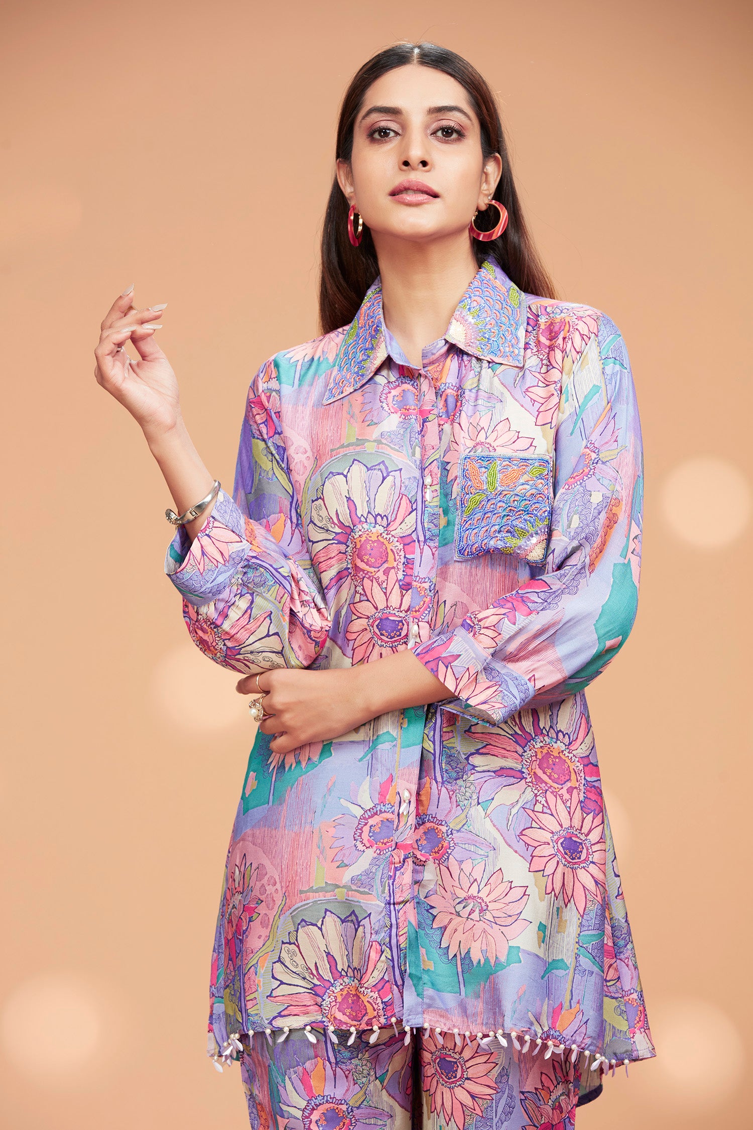 Shirt Co-ord Set With Tassel At Hem image 2