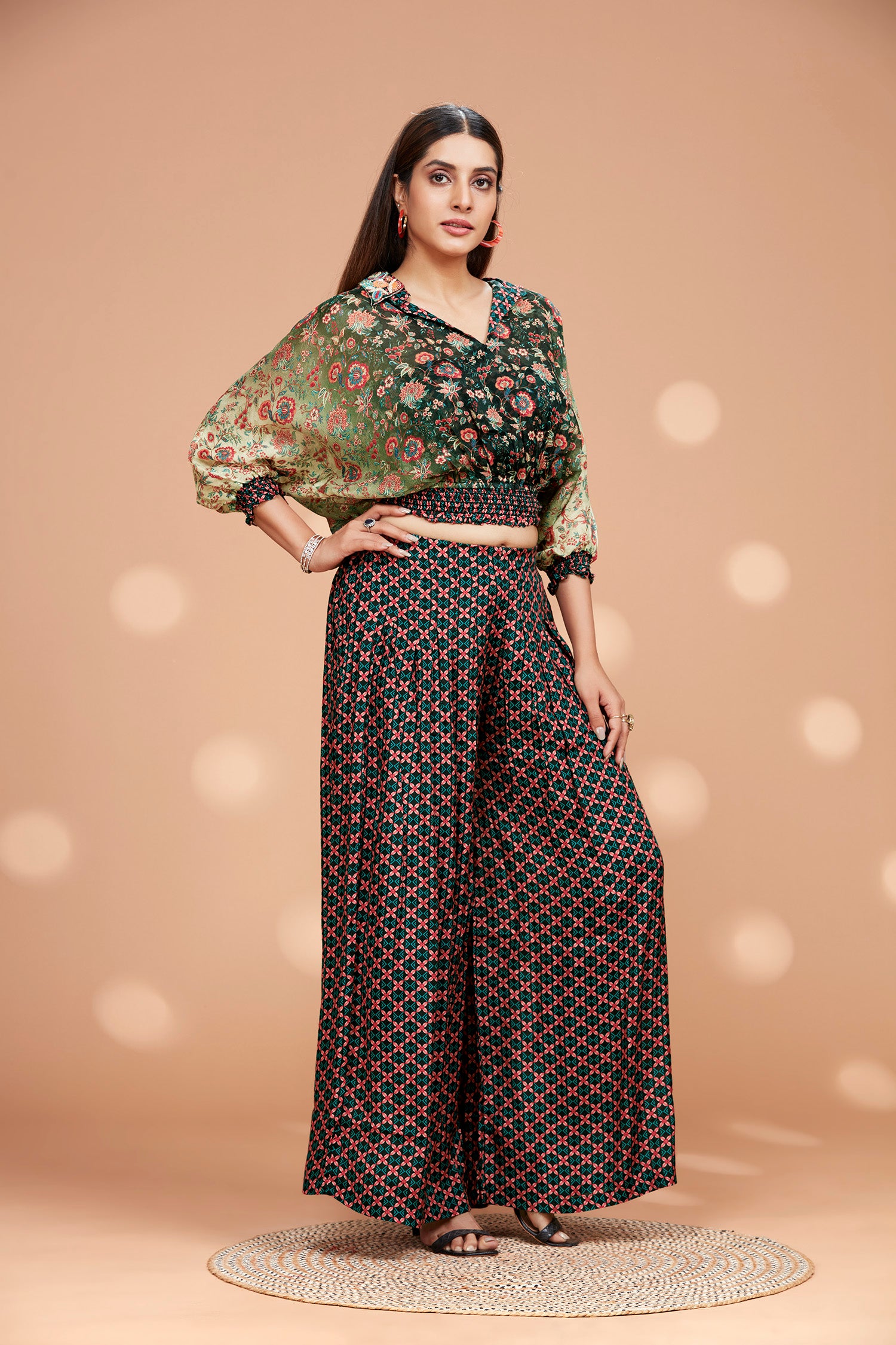 Chiffon Ballon Crop Top Co-ord Set image 2