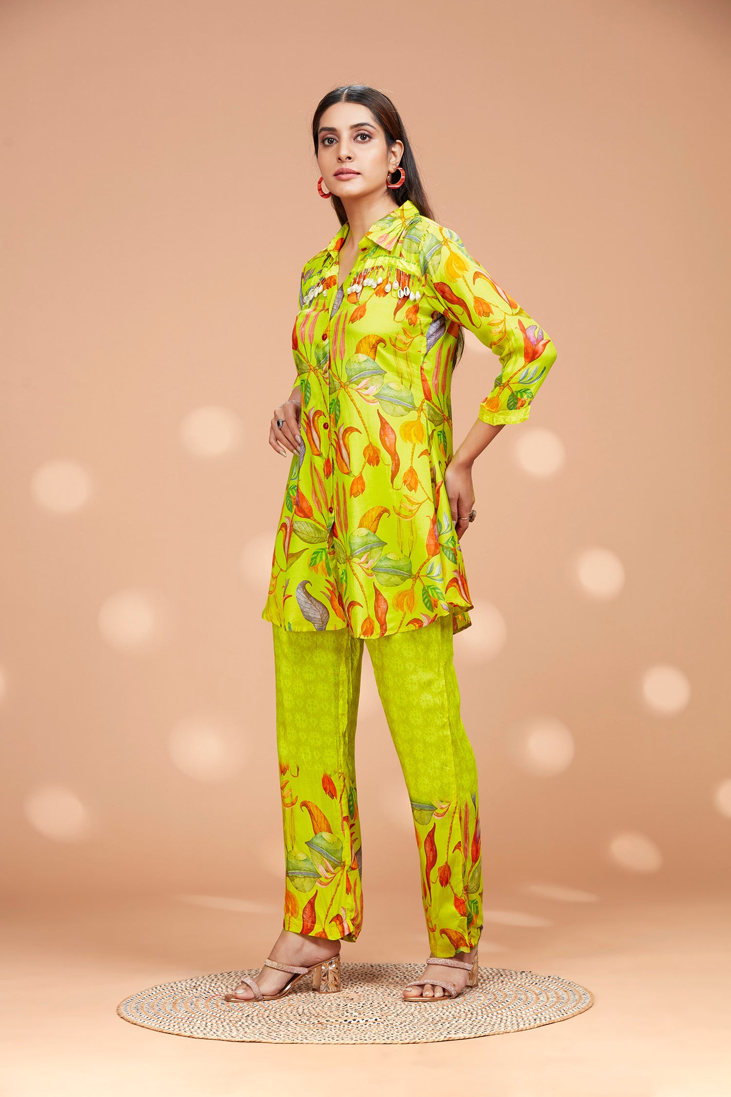 Muslin Printed Co-ord Set With Seashell On Neck image 2