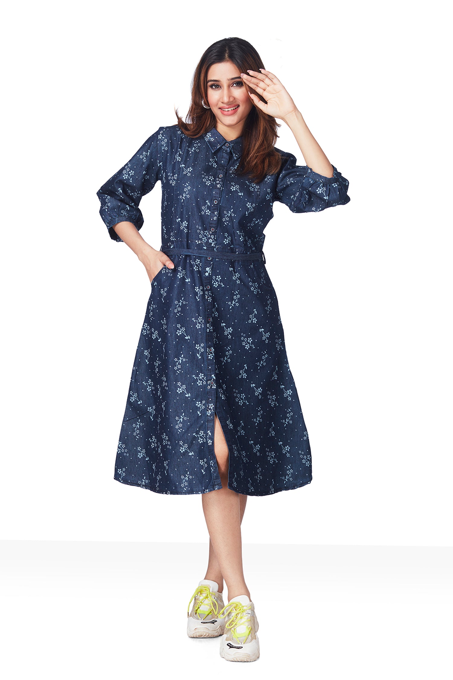 printed denim dress for women GUESS Eco Akira Printed Denim Dress Women