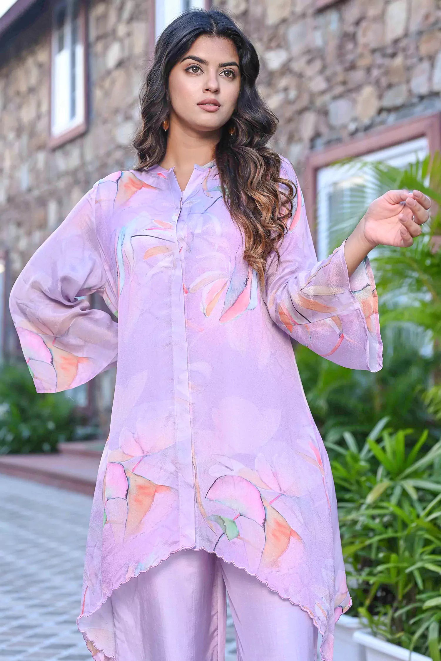 Crepe Co-ord Set With Front Button