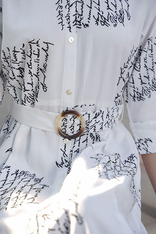 Shirt Long Dress With Belt (WHITE) image 3