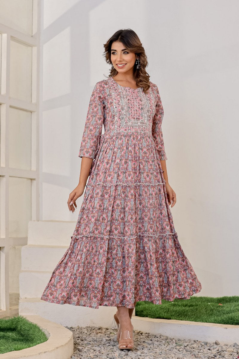 Embroidery Dress With Side Draw String image 2