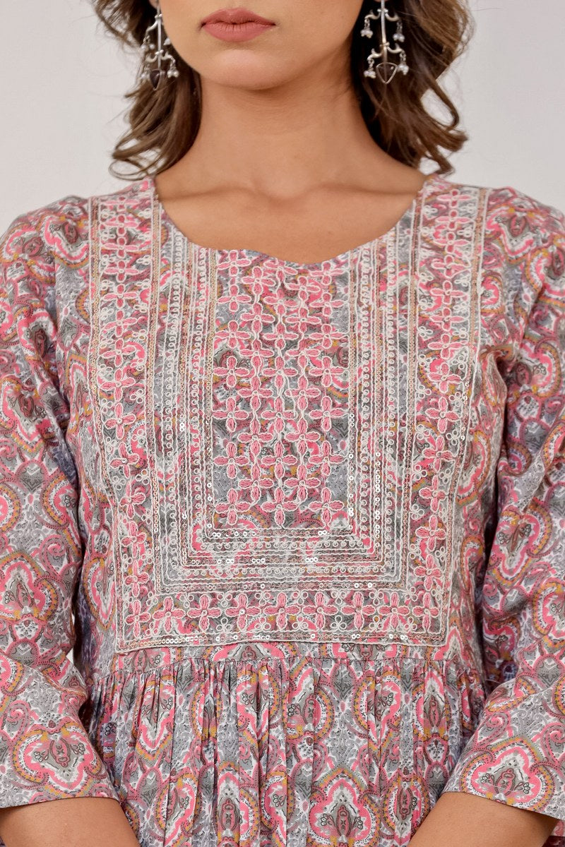 Embroidery Dress With Side Draw String image 4