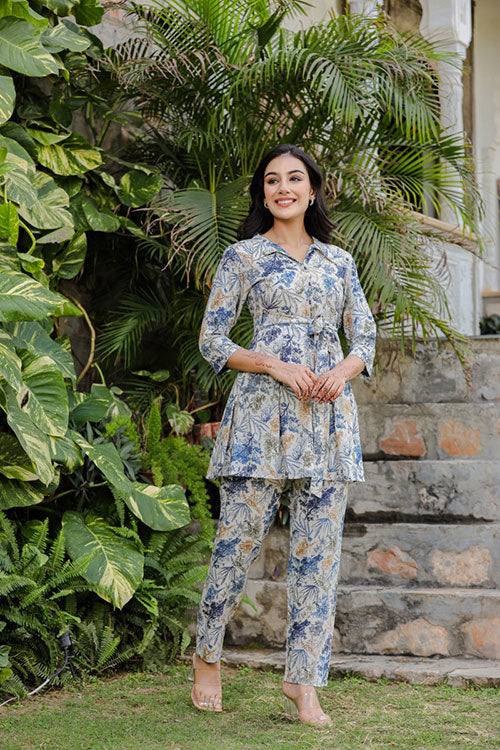 Rayon Printed Co-ord Set With Waist Belt image 3