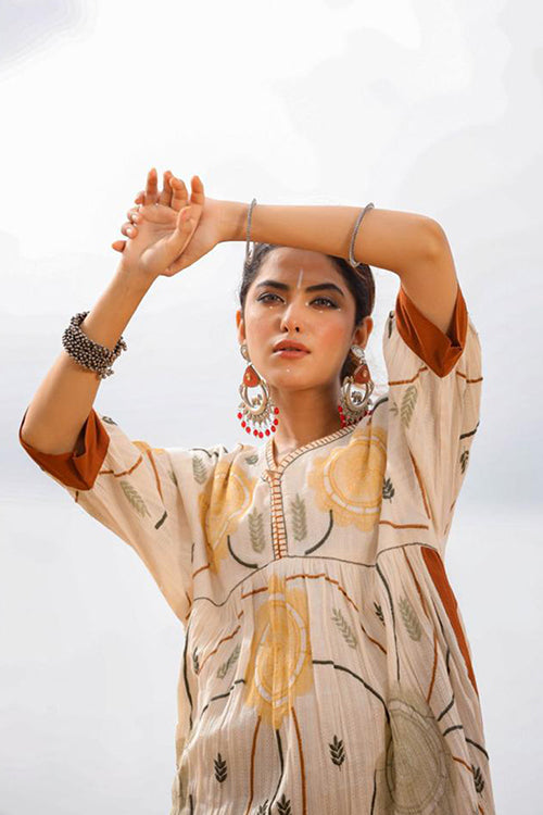 Funky Cotton Embroidered Short Sleeves Tunic Dress image 4