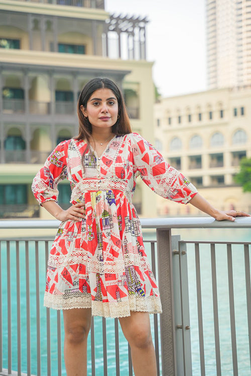 Cotton Abstract All Over Printed Tunic Dress image 2