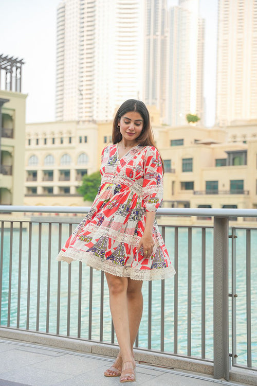 Cotton Abstract All Over Printed Tunic Dress image 3