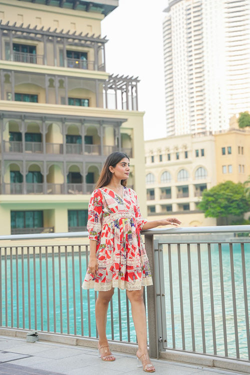 Cotton Abstract All Over Printed Tunic Dress image 4