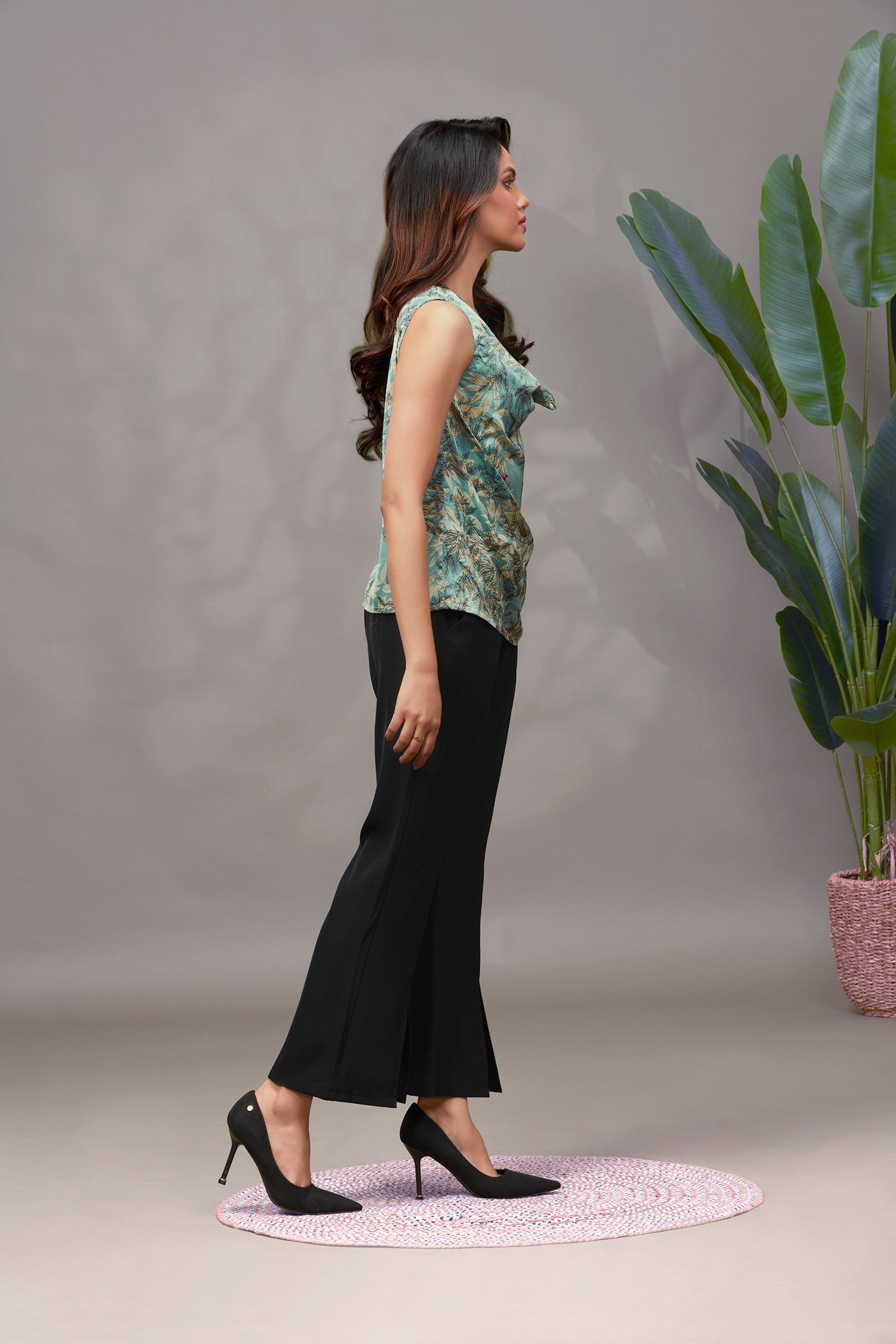 Satin Imp All Over Print Cowl Neck Top image 4