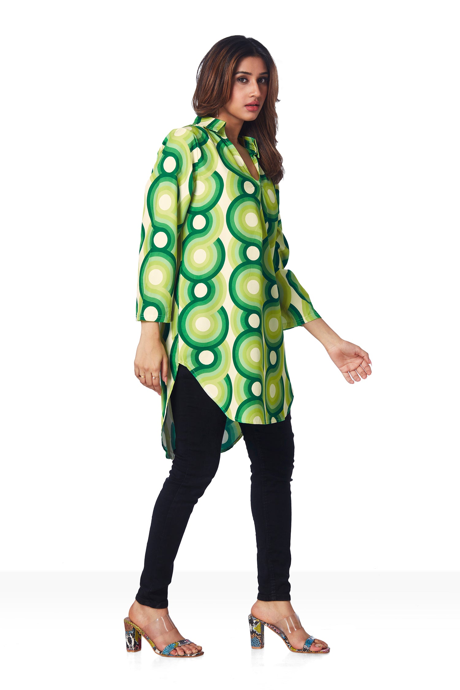 Geometric Print Top - Green image 3