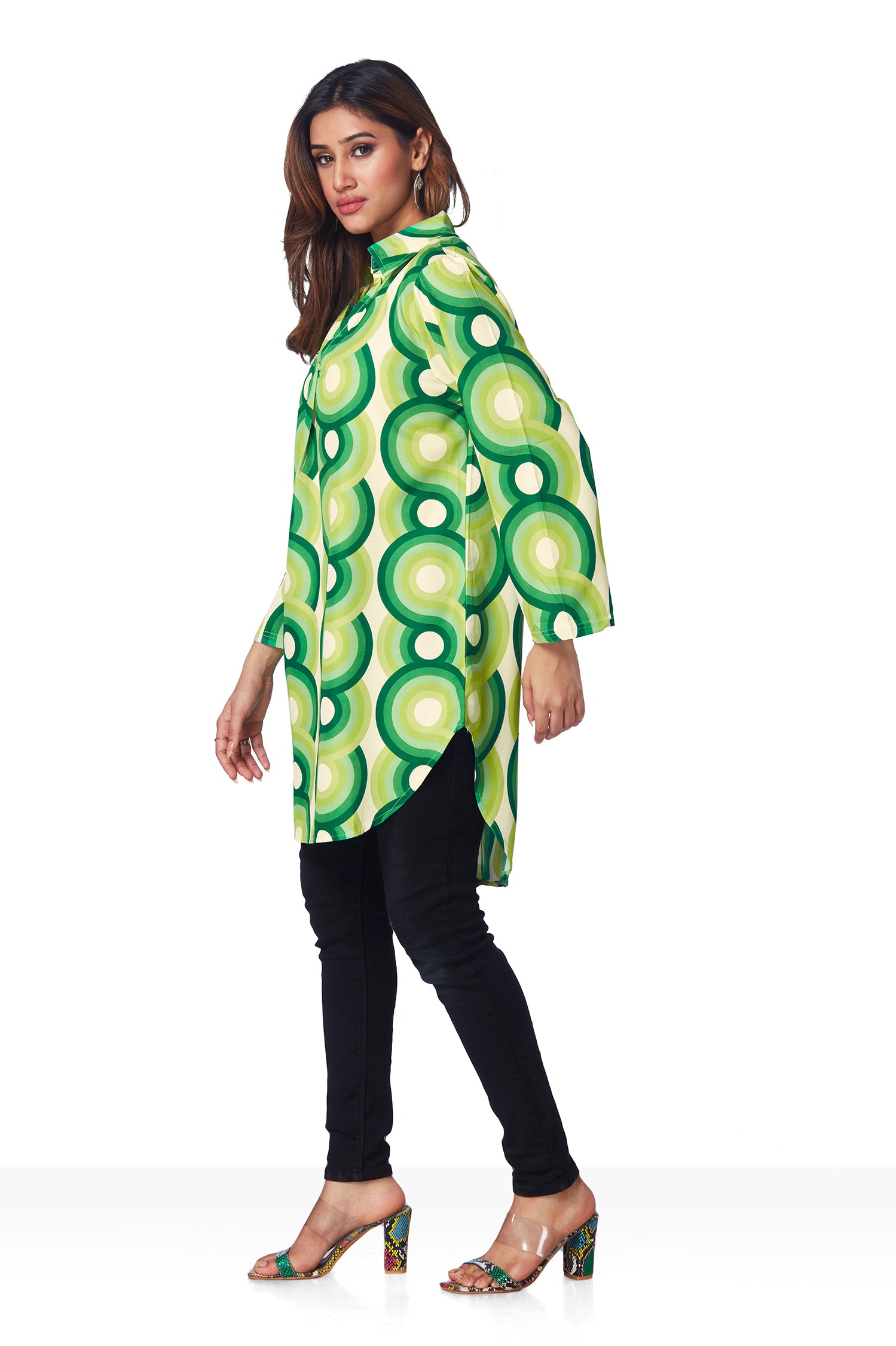 Geometric Print Top - Green image 4
