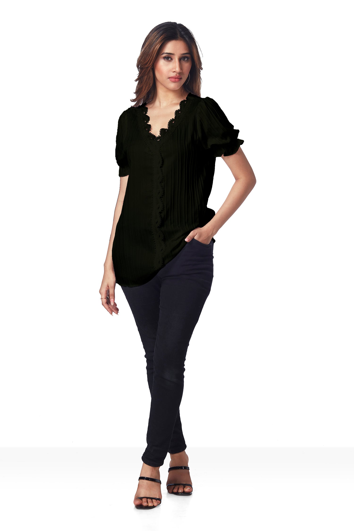 Top With Lace Work - Black image 2