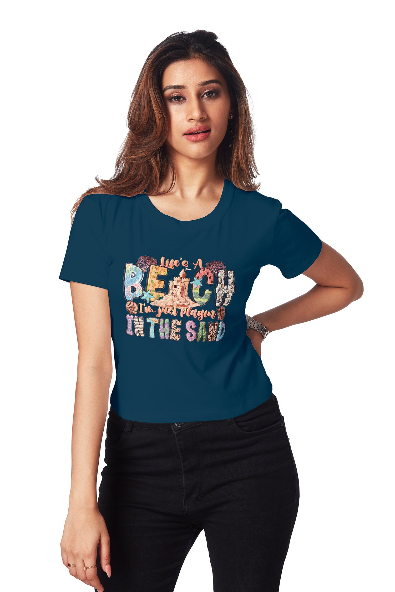 Chest Printed T-shirts - Blue image 2