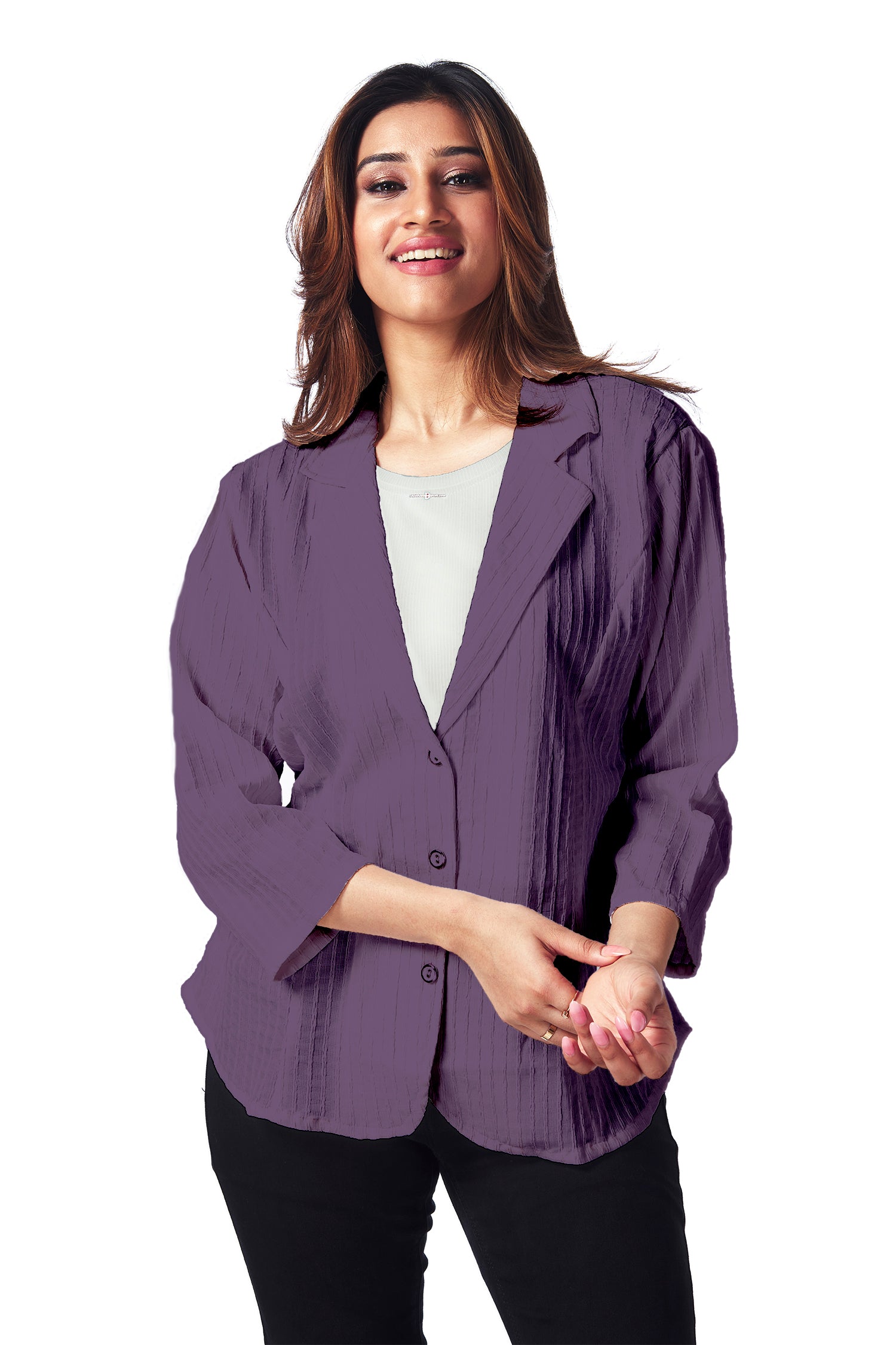 Causal Shirt With Inner Attached - Purple