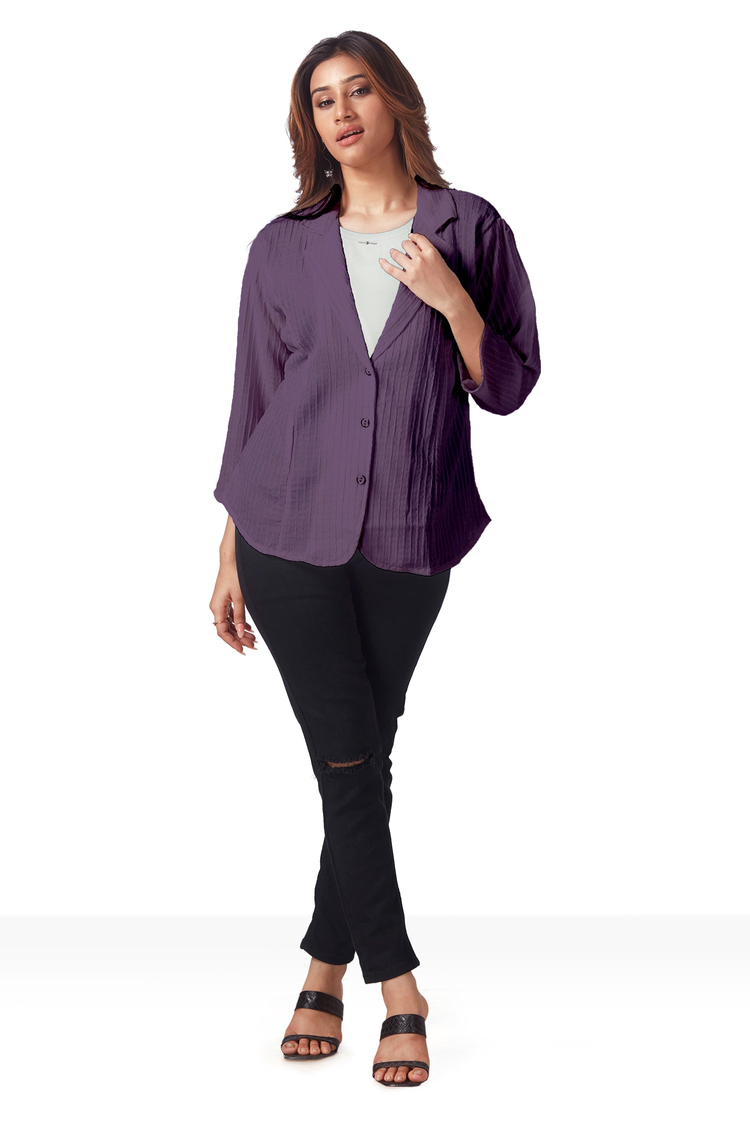 Causal Shirt With Inner Attached - Purple image 2