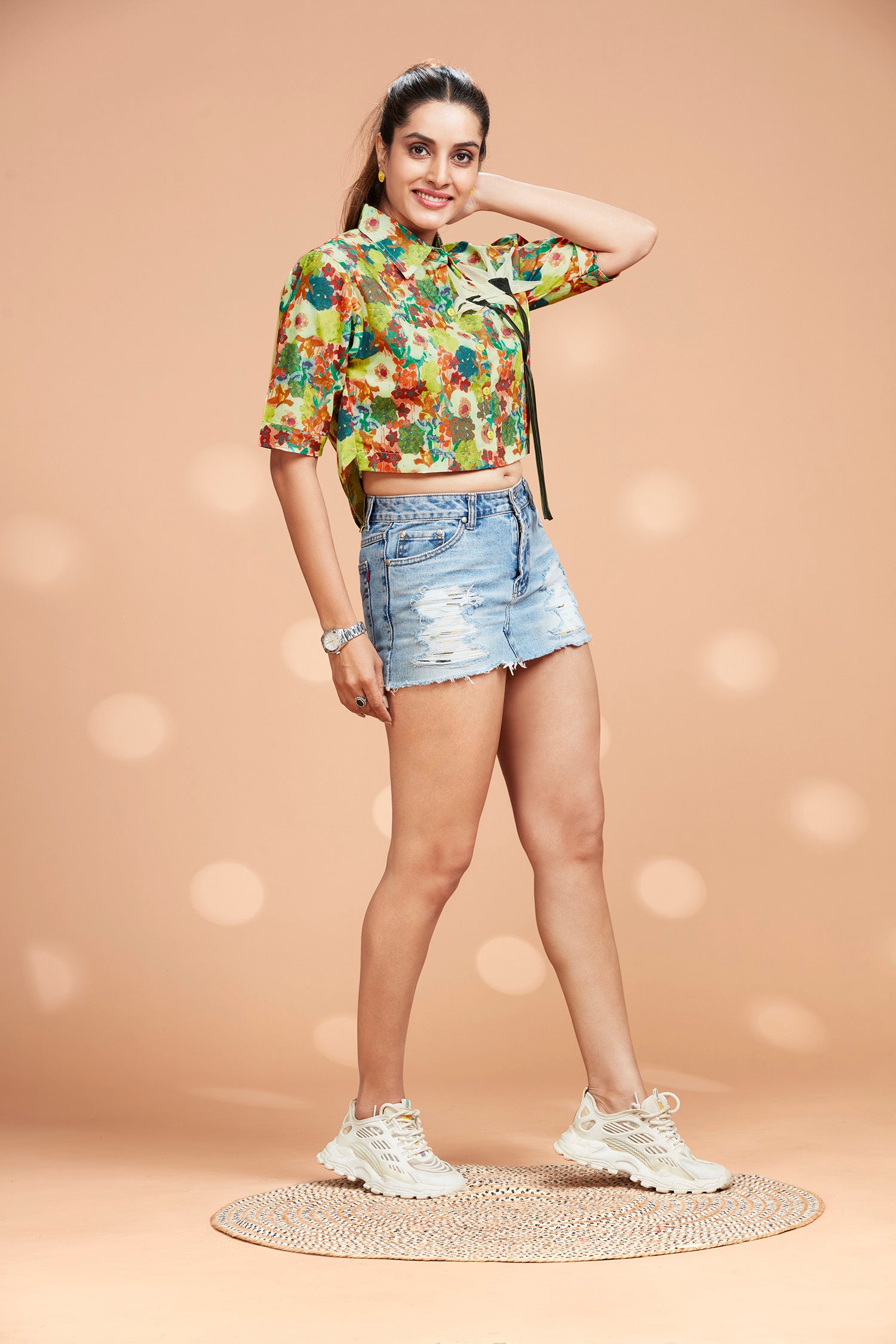 Cotton Crop Shirt With High-low Hem image 3