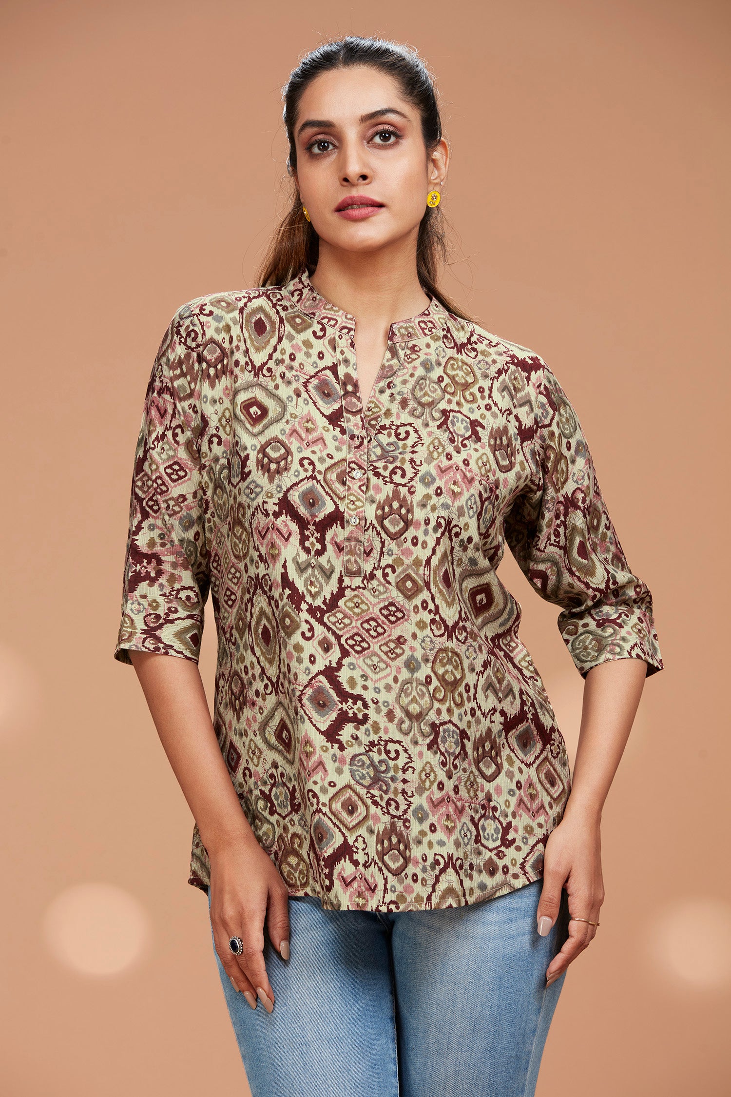 Printed Tunic With Front Button image 2