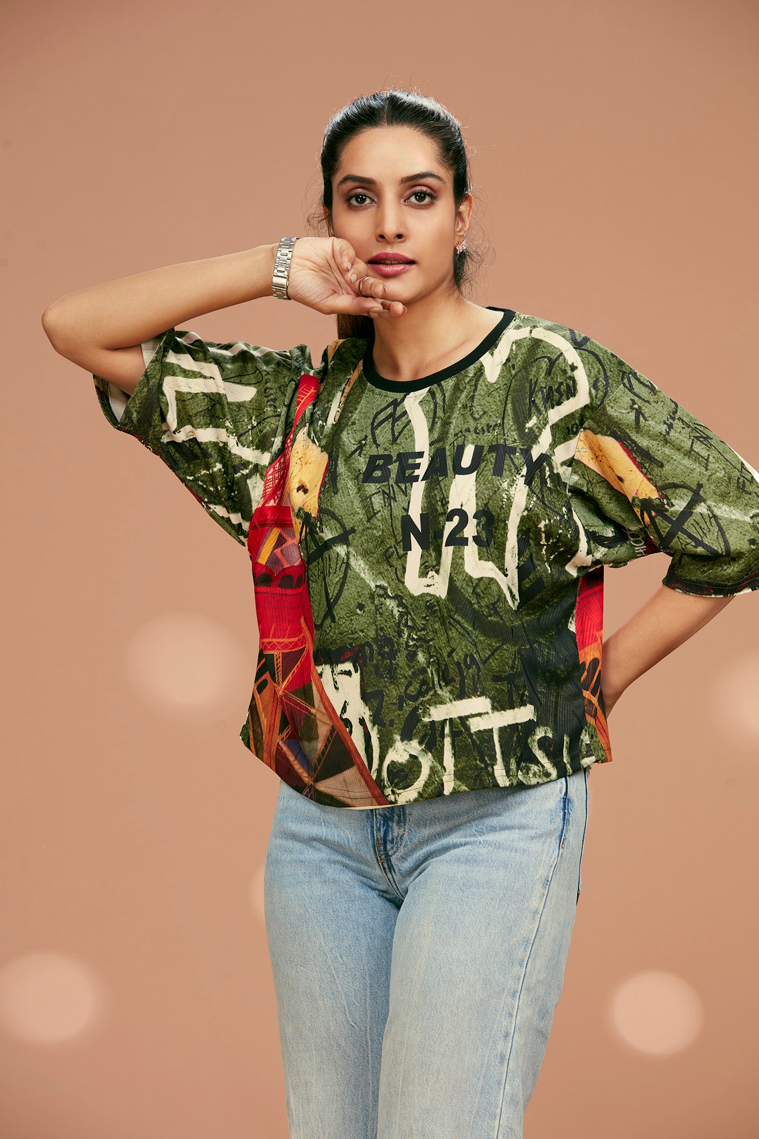 Loose Fit Printed Crop Top image 2