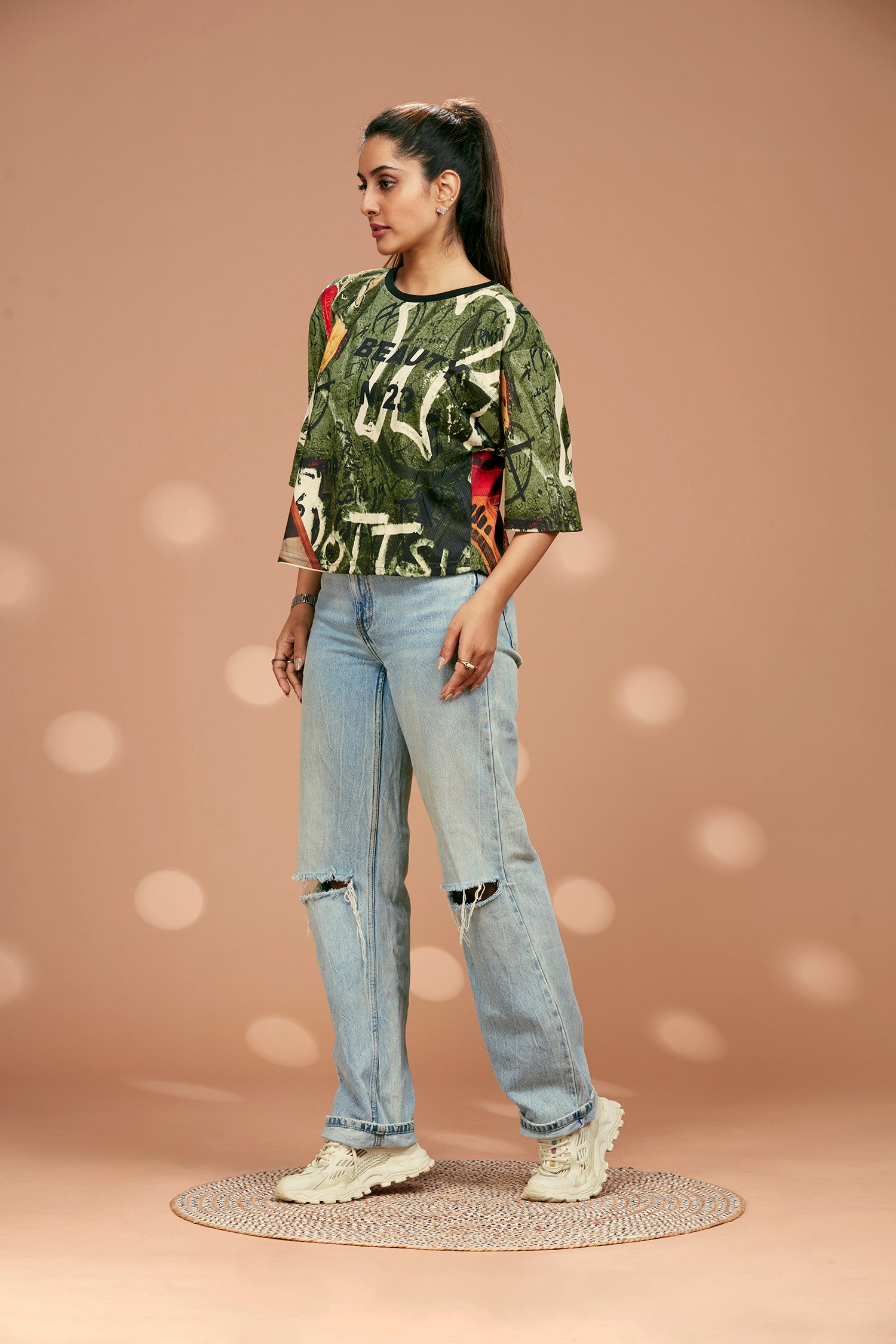 Loose Fit Printed Crop Top image 3