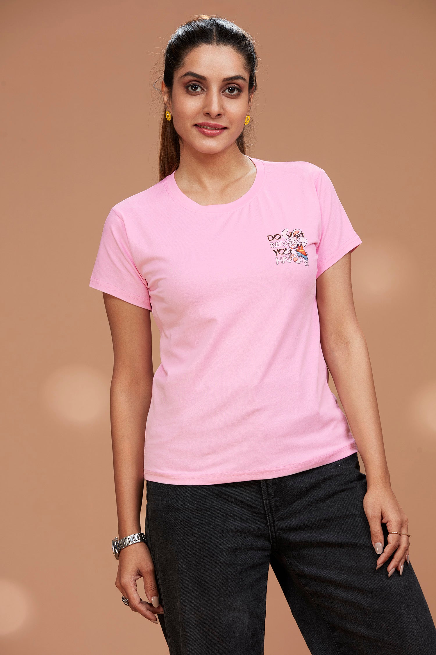 Round Neck Chest And Back Bunny Print T-shirt image 2