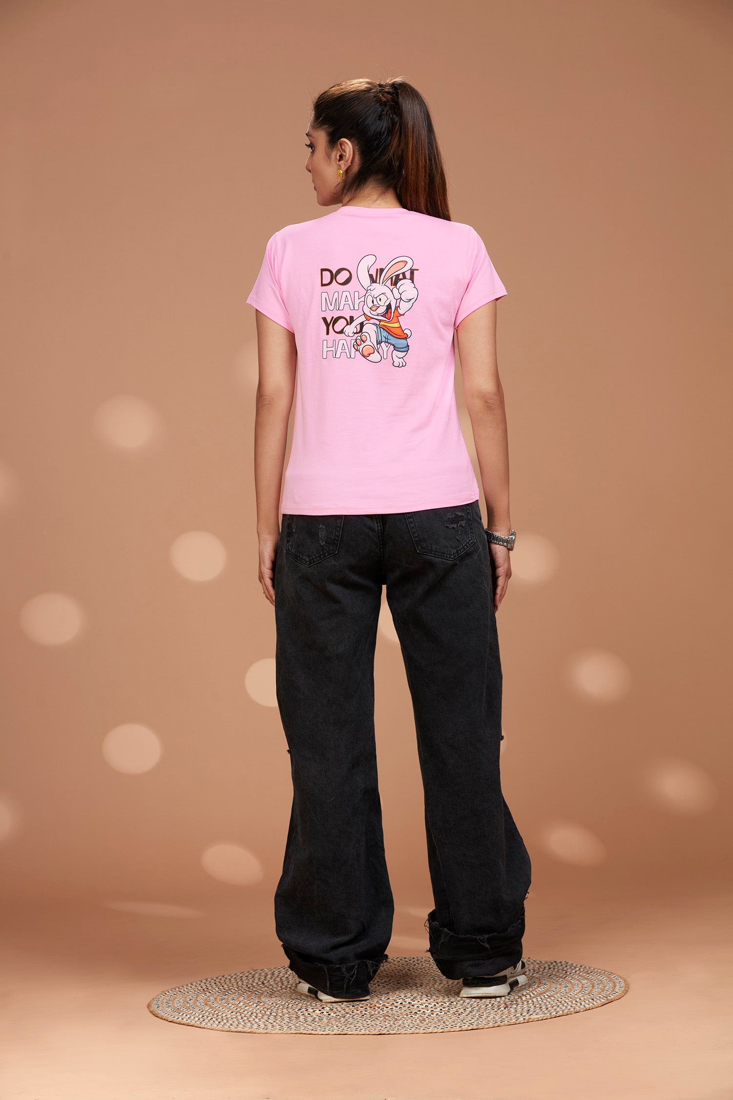 Round Neck Chest And Back Bunny Print T-shirt image 5