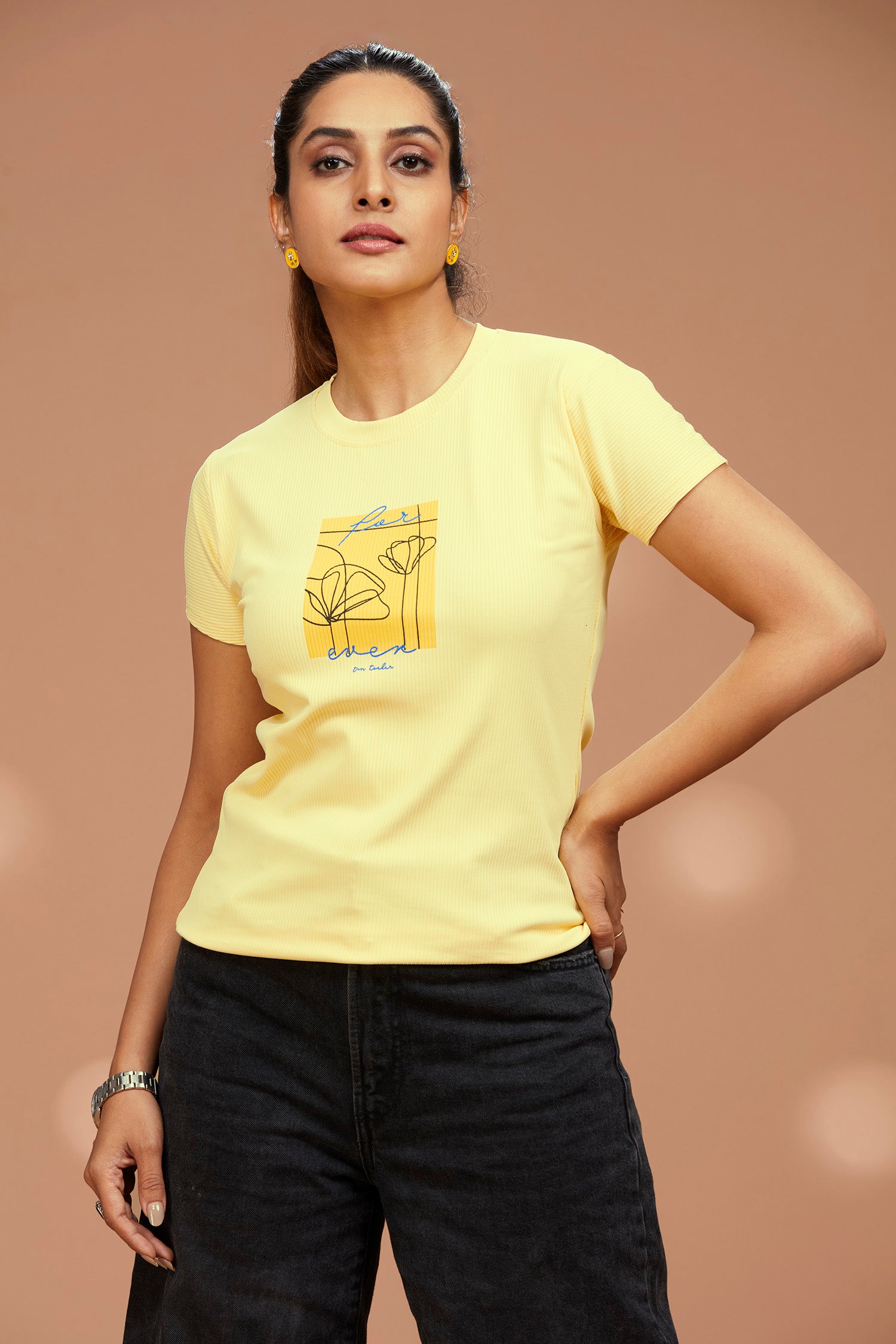 Round Neck Chest Print T-shirt image 2