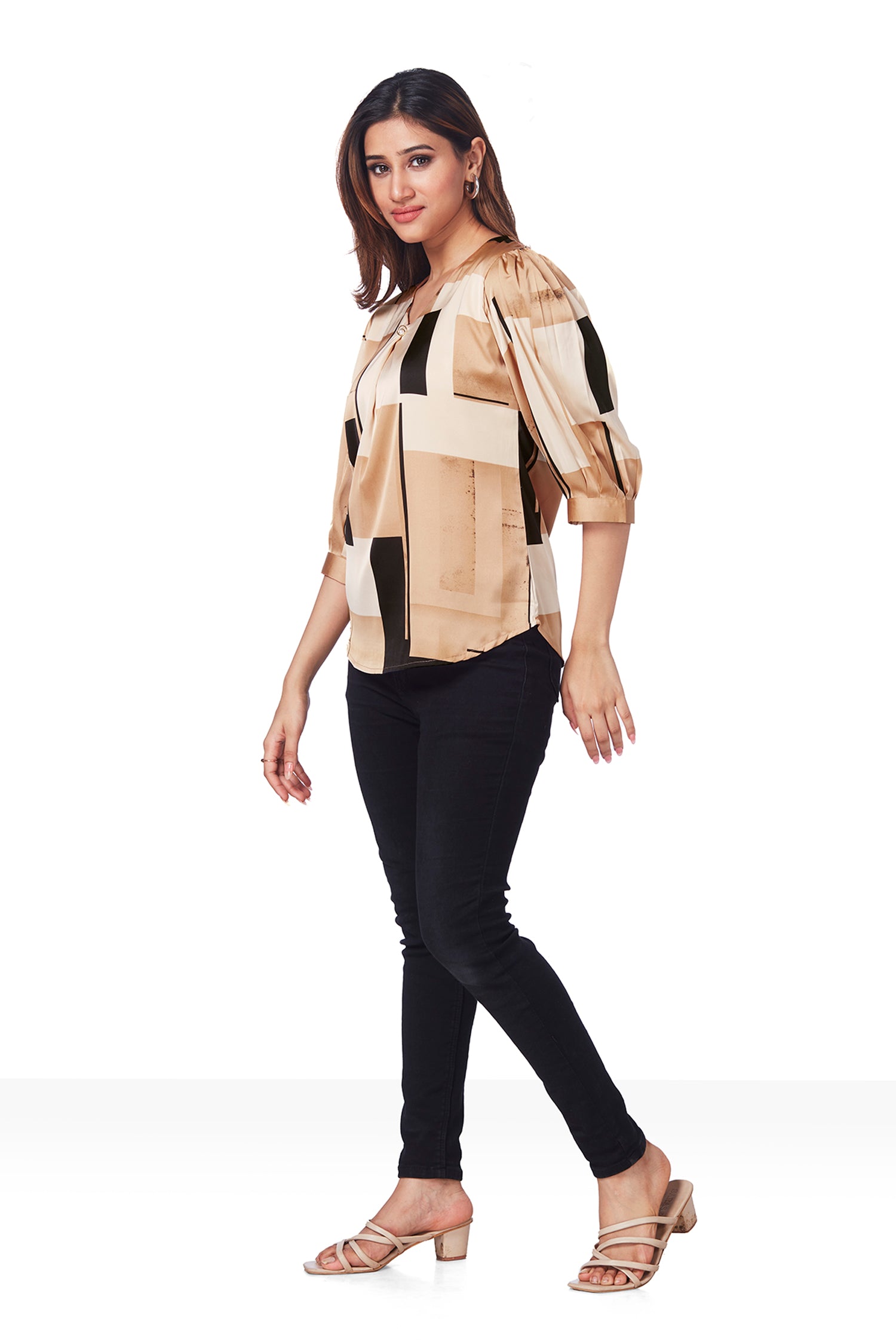 Satin Top With Marble Print image 3