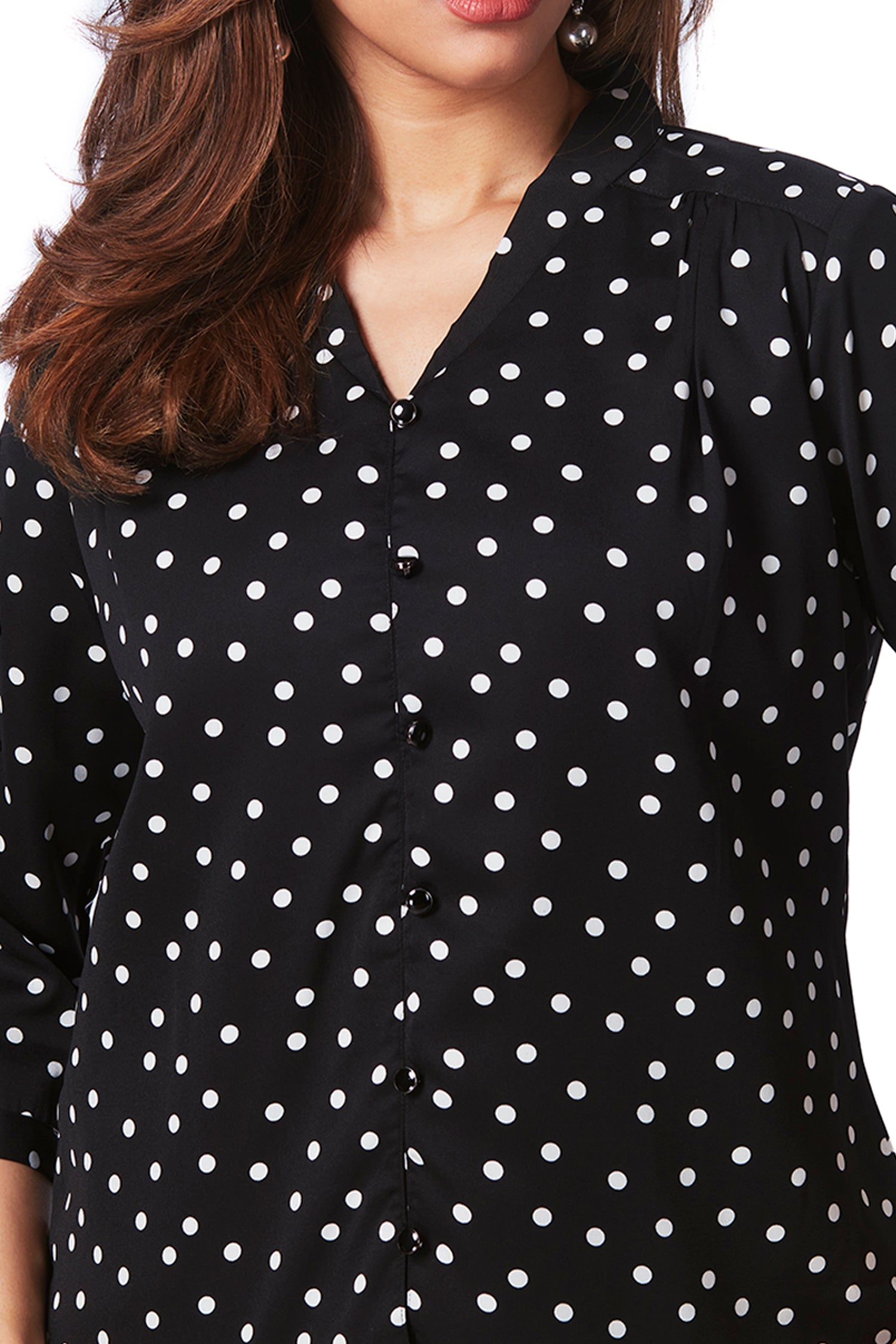 Polka Dot Satin V Neck Top image 2