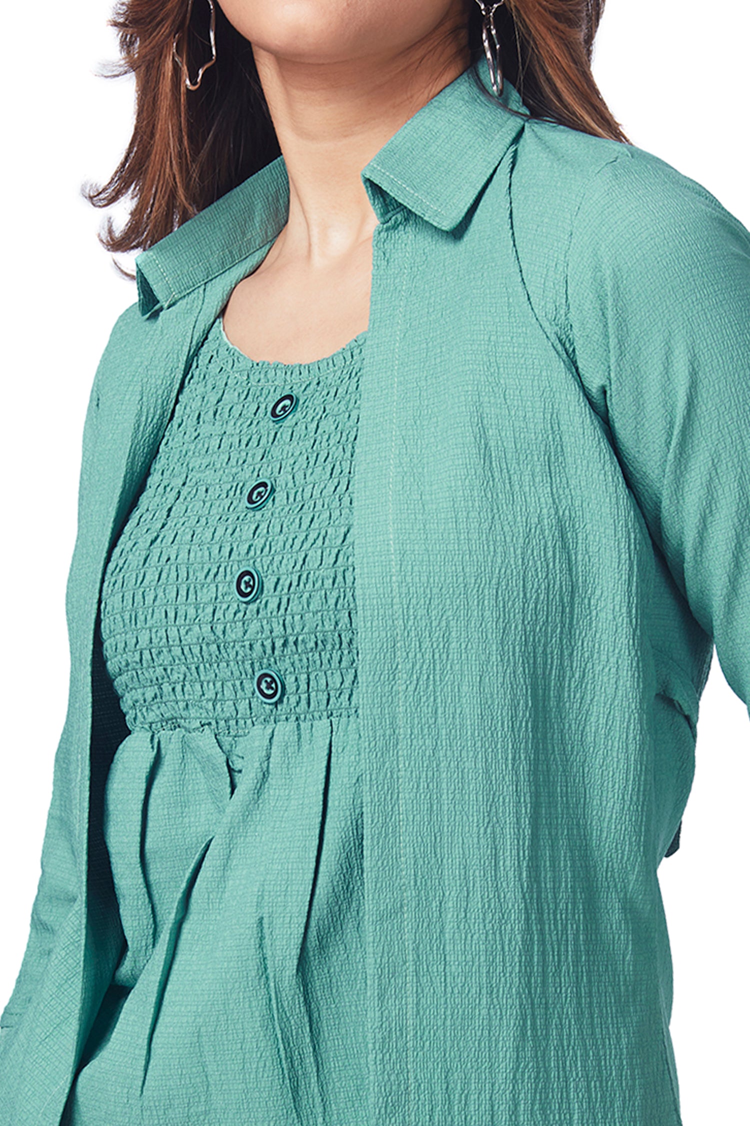 Textured Top With Inner And Belt - Green image 2