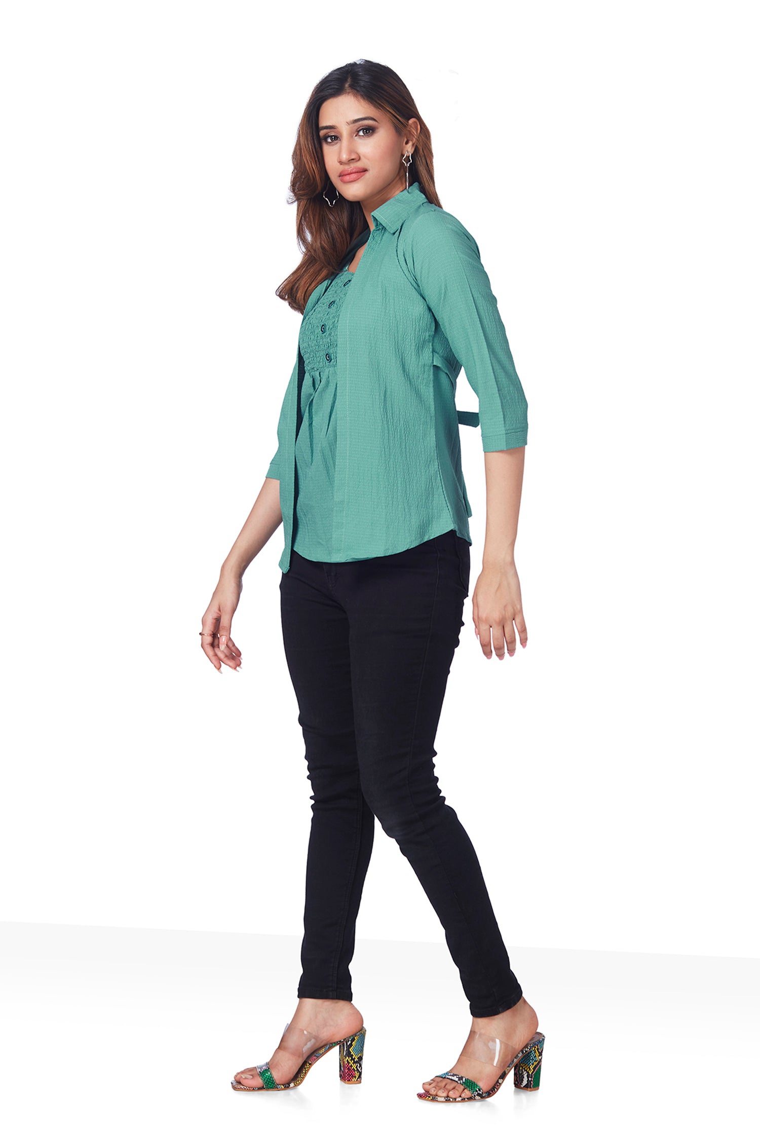 Textured Top With Inner And Belt - Green image 3