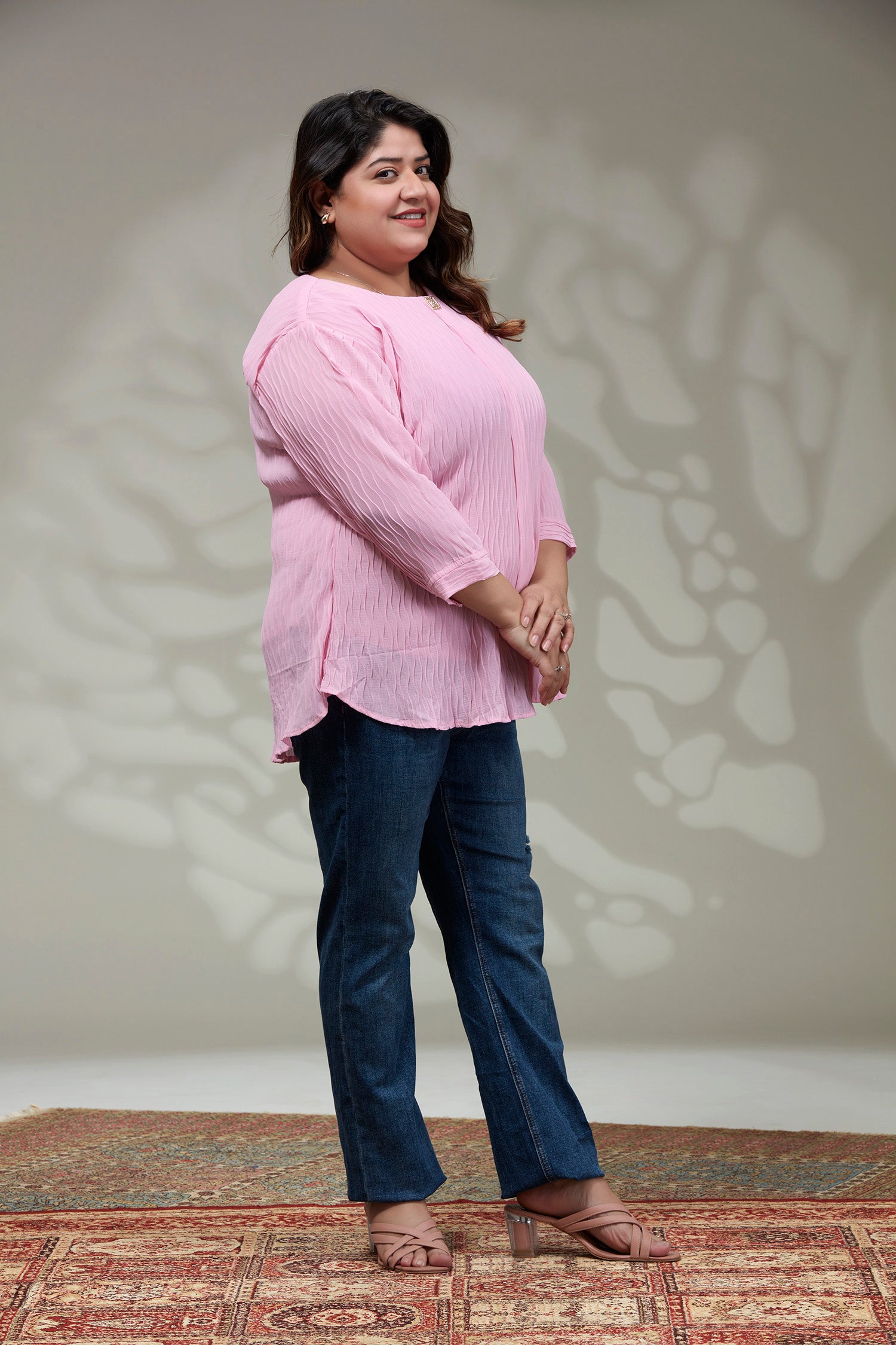 Wardrobe Wavy Ribbed Solid Georgette Top image 2