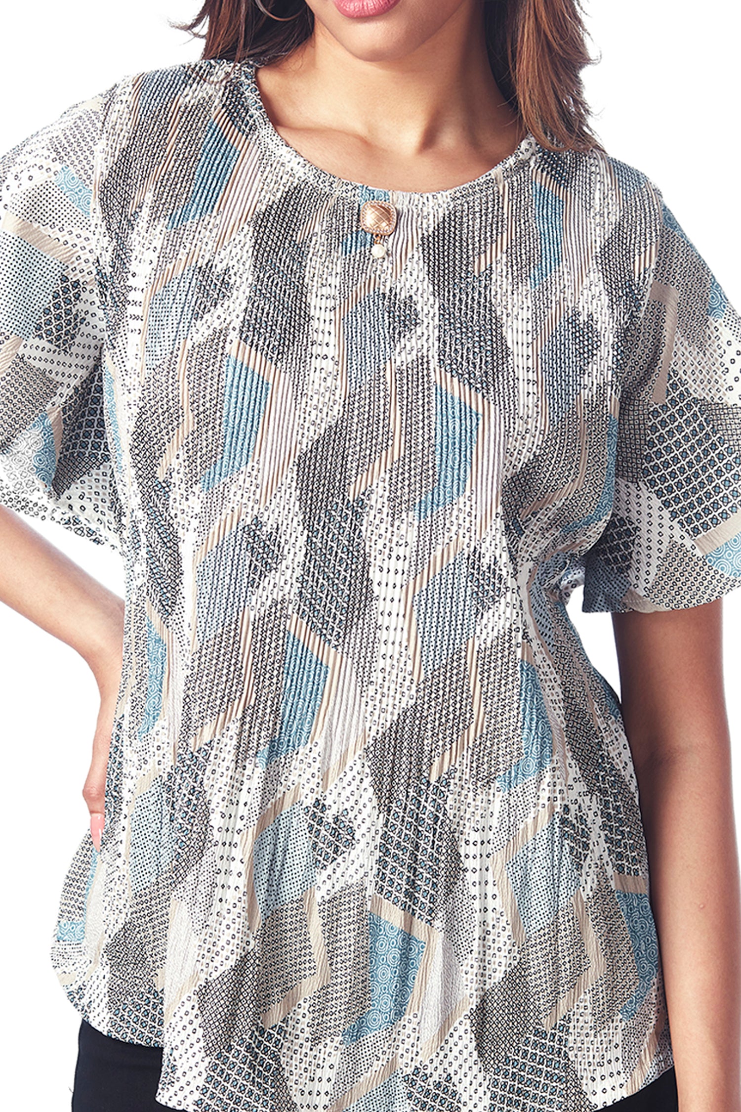 Wardrobe Stripes & Plaids Printed Top - Blue image 2