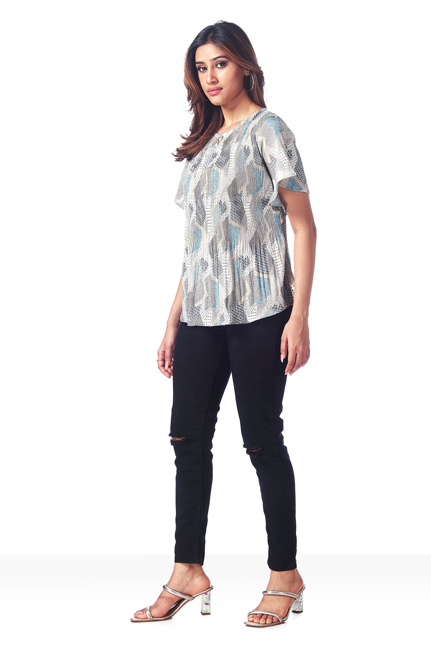 Wardrobe Stripes & Plaids Printed Top - Blue image 3