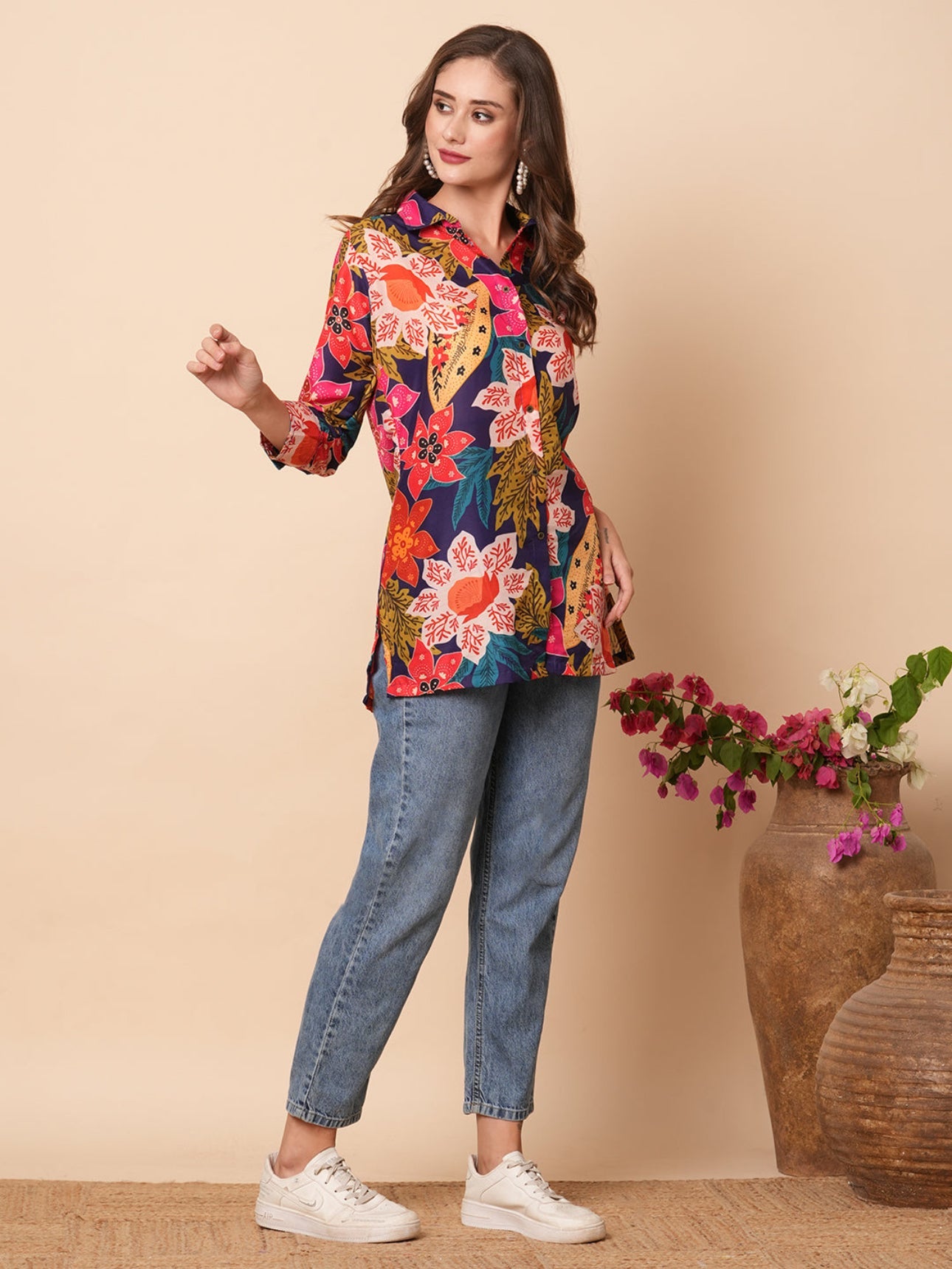 Printed Floral Shirt - Blue image 3