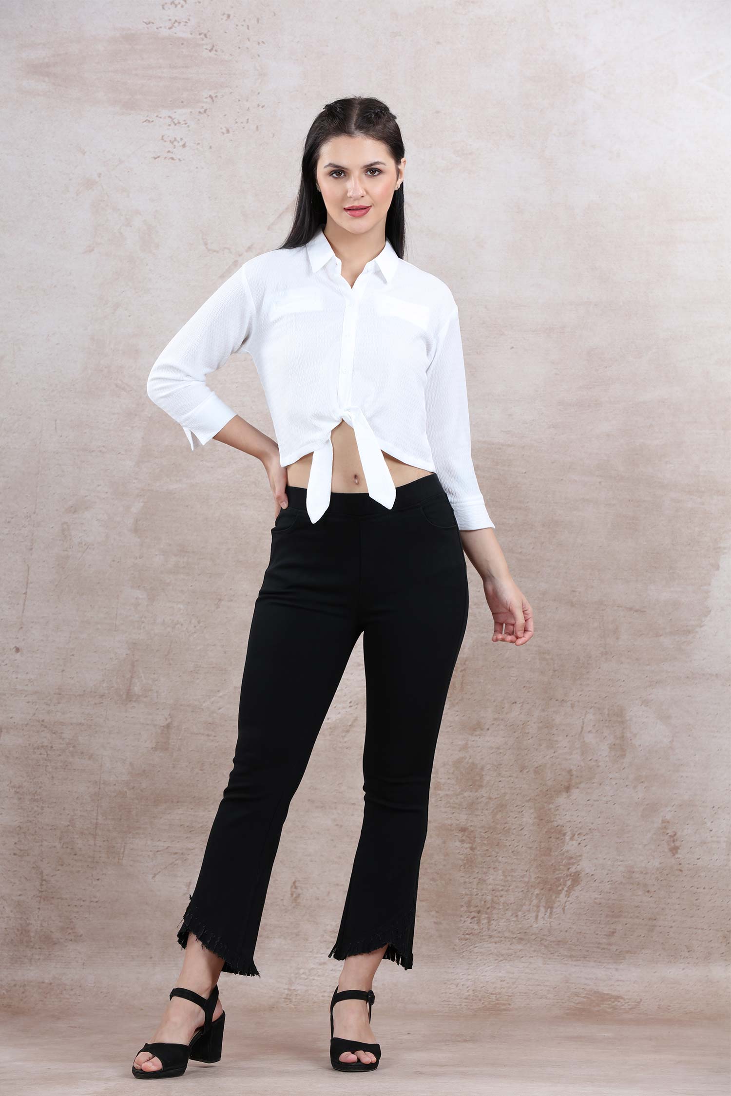 Casual Front Knot Top - White image 2