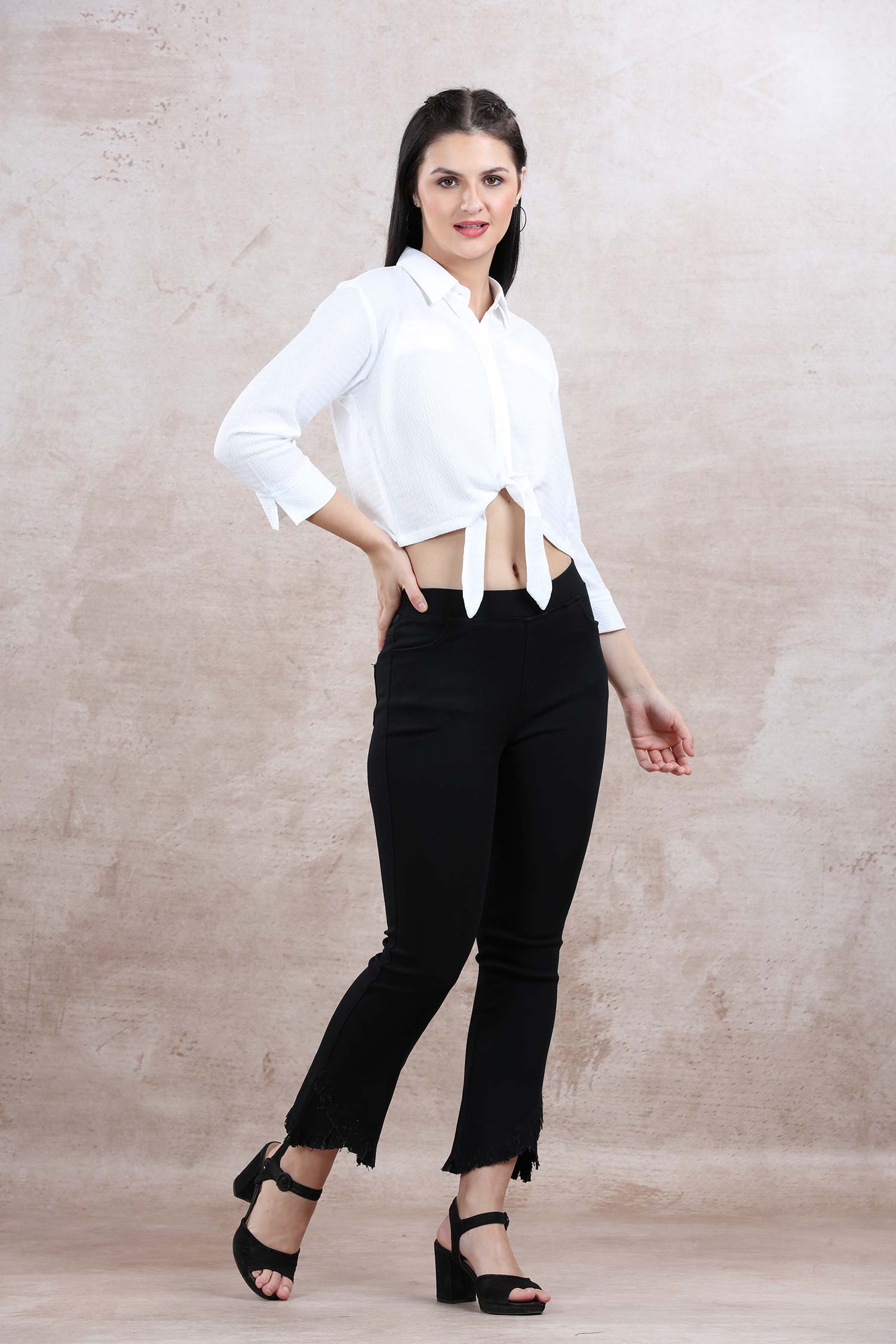 Casual Front Knot Top - White image 4