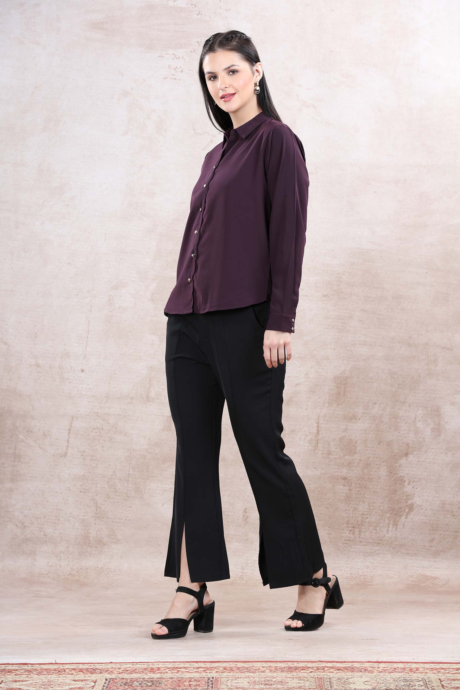 Satin Collar Shirt - Purple image 2
