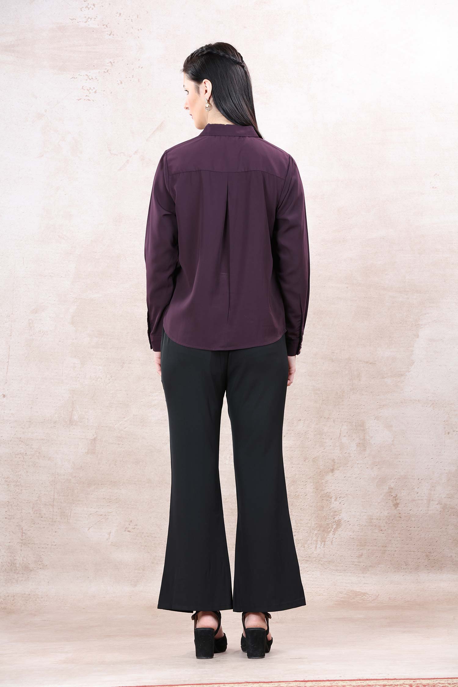 Satin Collar Shirt - Purple image 4