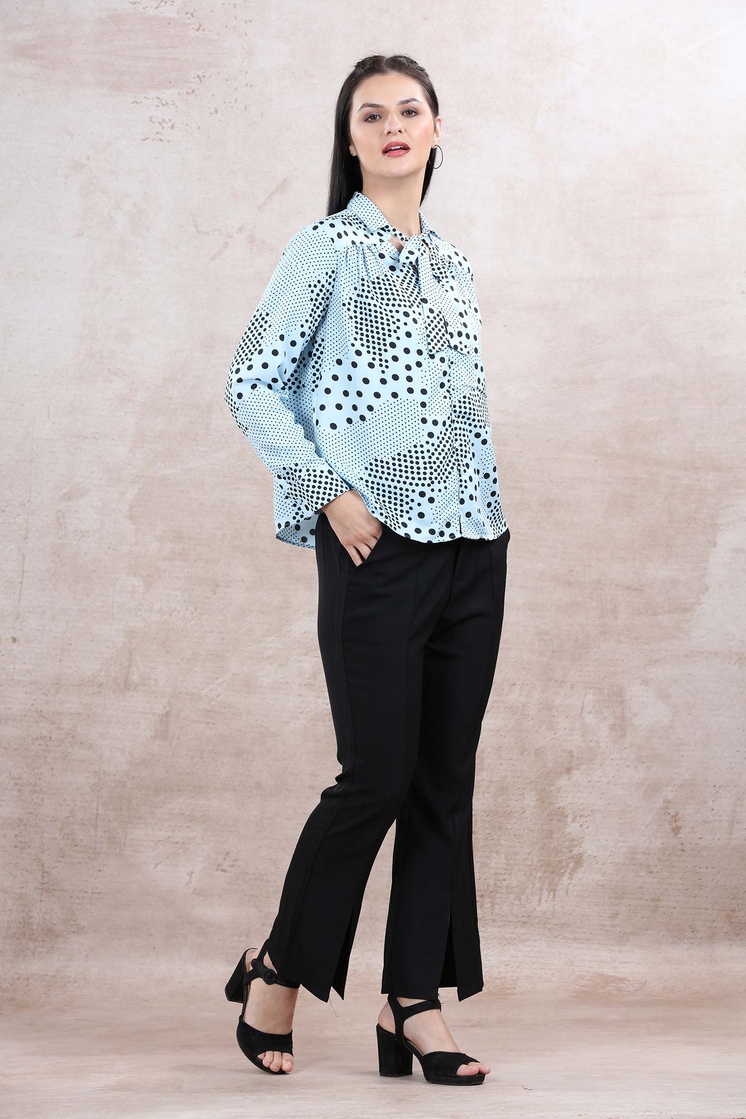 Polka Dot Front Knot Shirt image 3