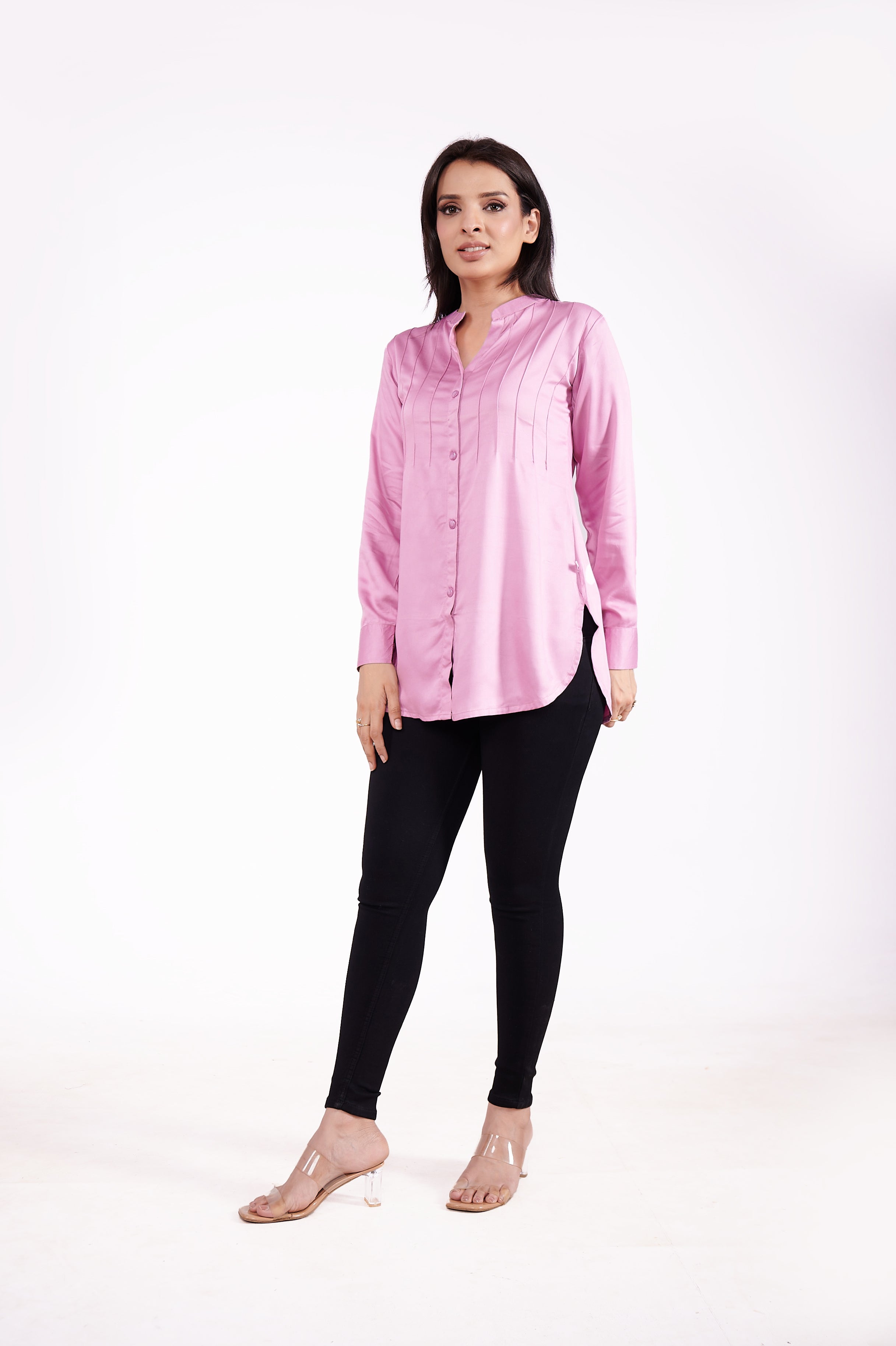 Pure Gazi Silk Solid Tunic Shirt - Pink image 2