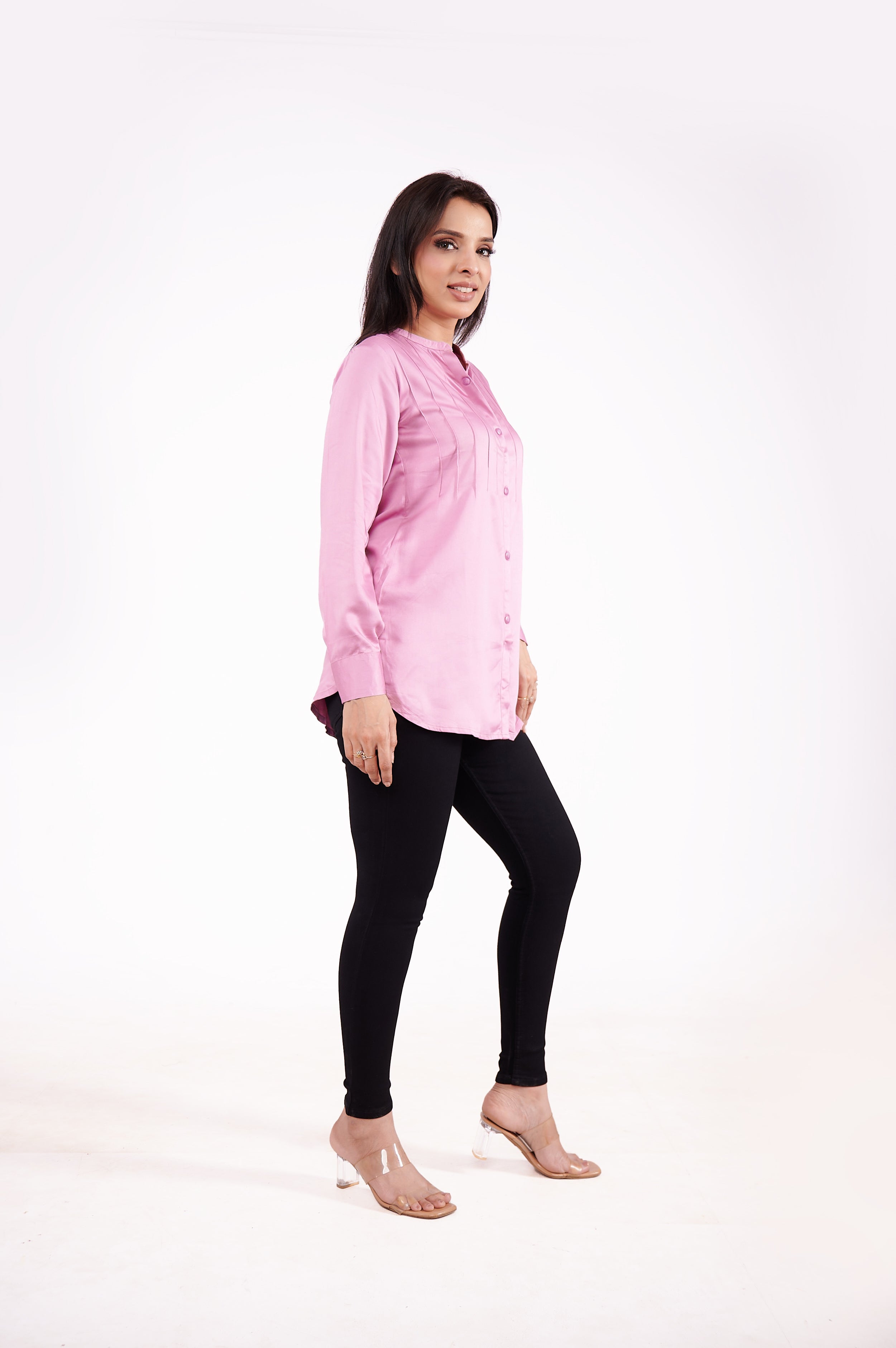 Pure Gazi Silk Solid Tunic Shirt - Pink image 3