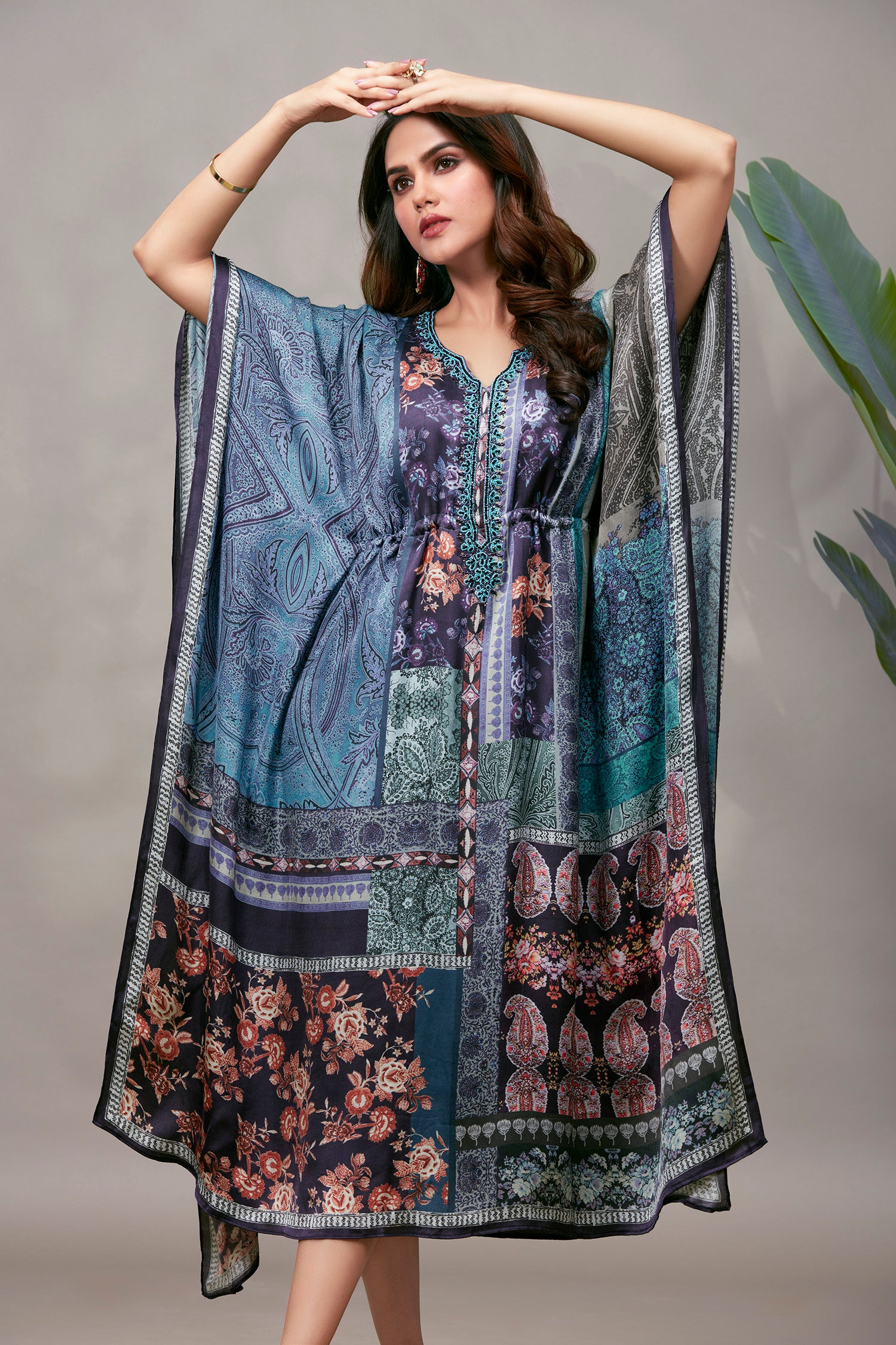 Artful Elegance Gazi Silk Printed Kaftan image 2