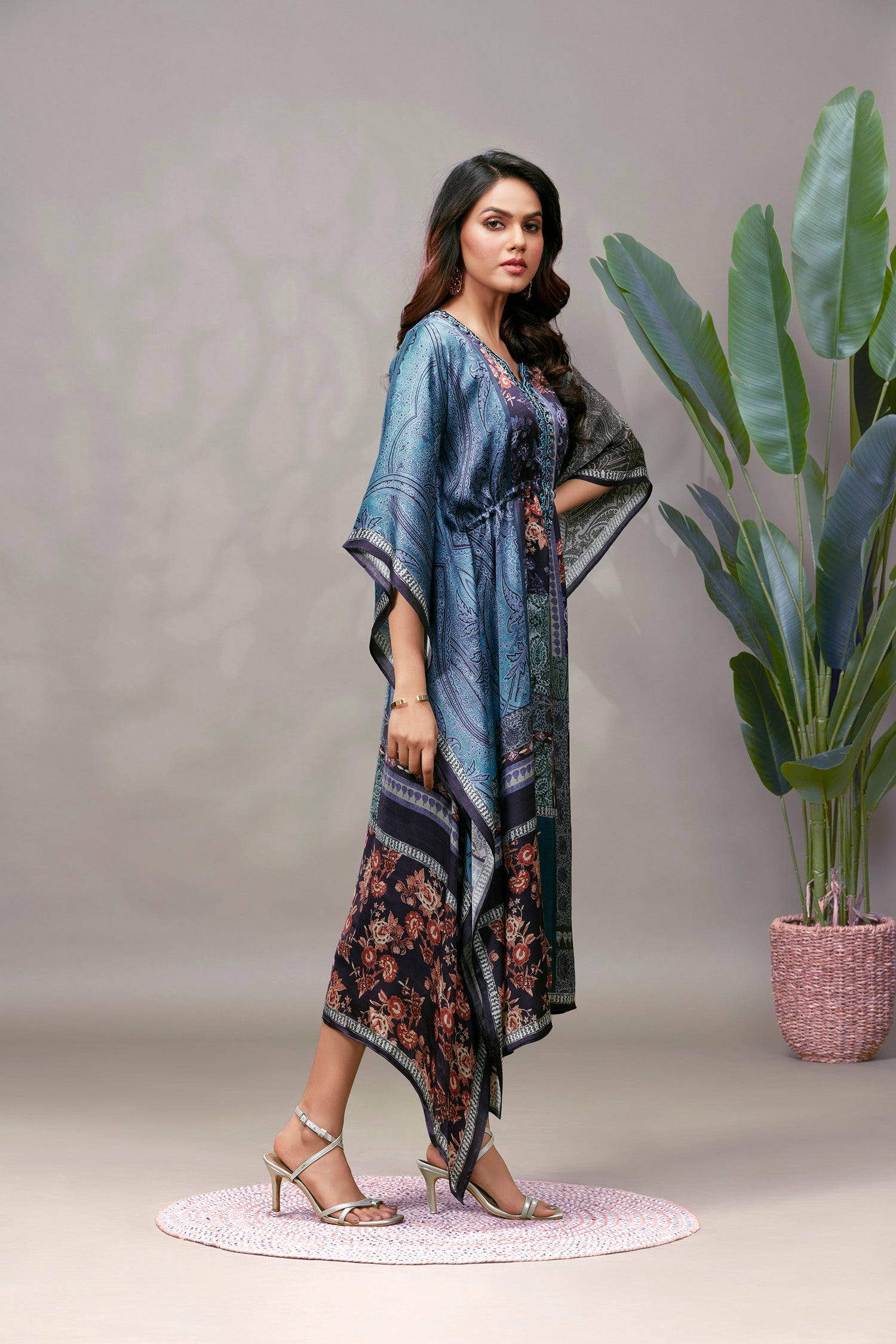 Artful Elegance Gazi Silk Printed Kaftan image 4