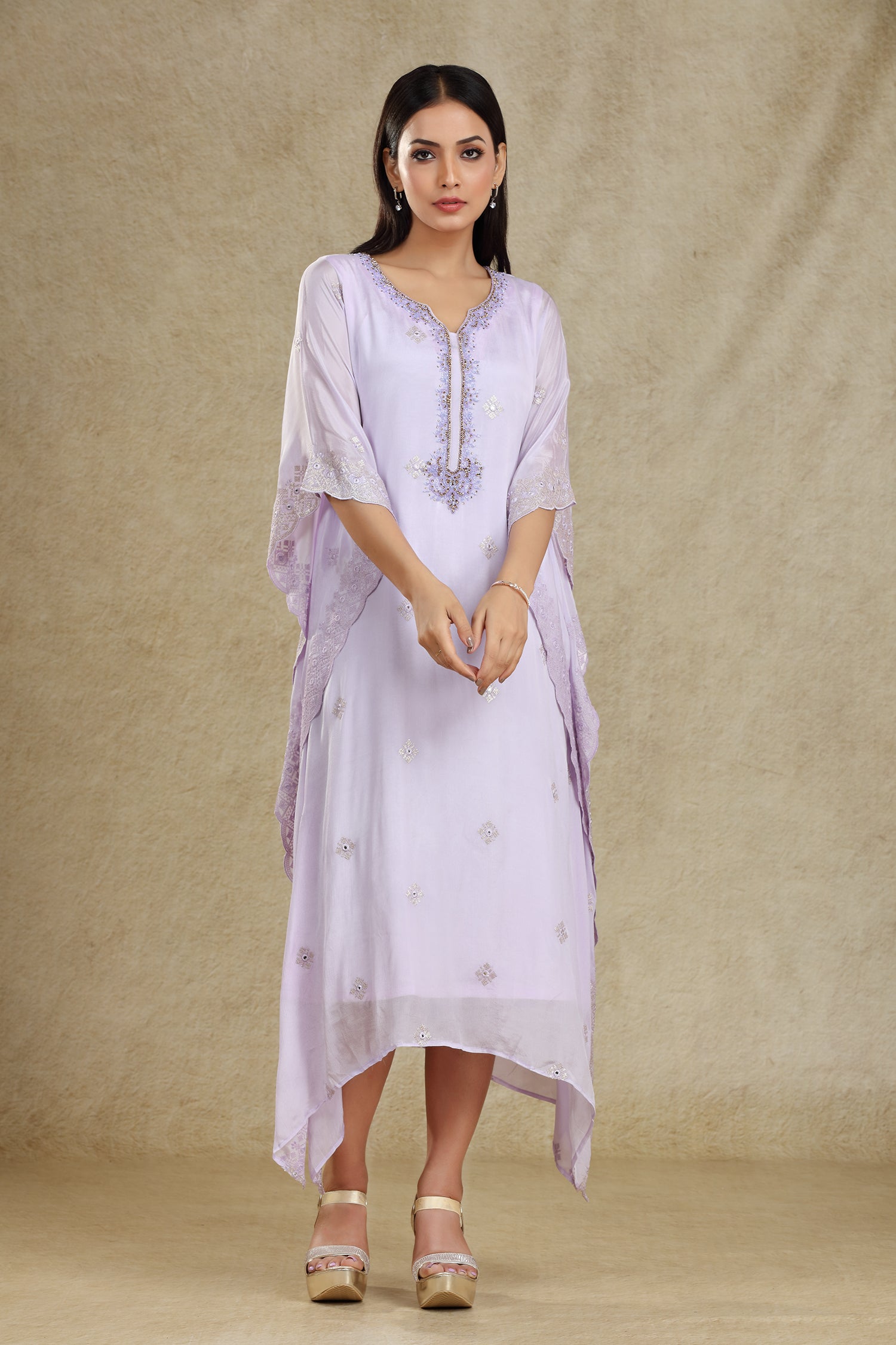 Sparkling Elegance The Sequined Long Kaftan