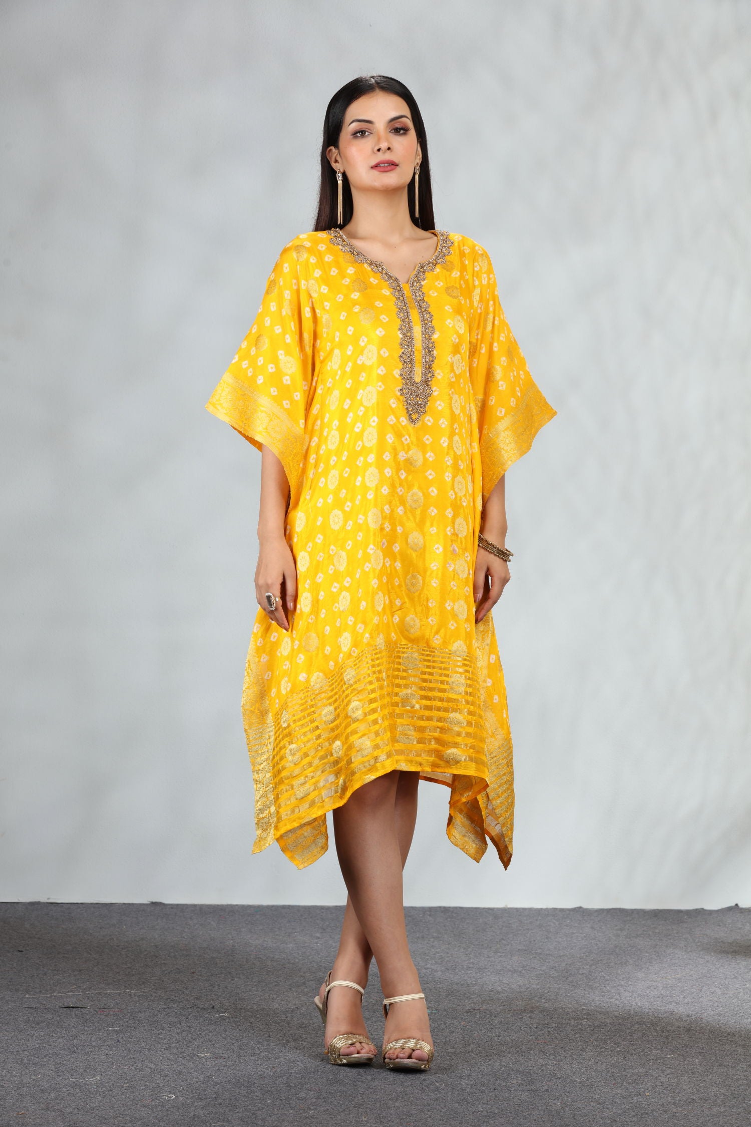 Bandhani Silk Kaftan - Shopdibz