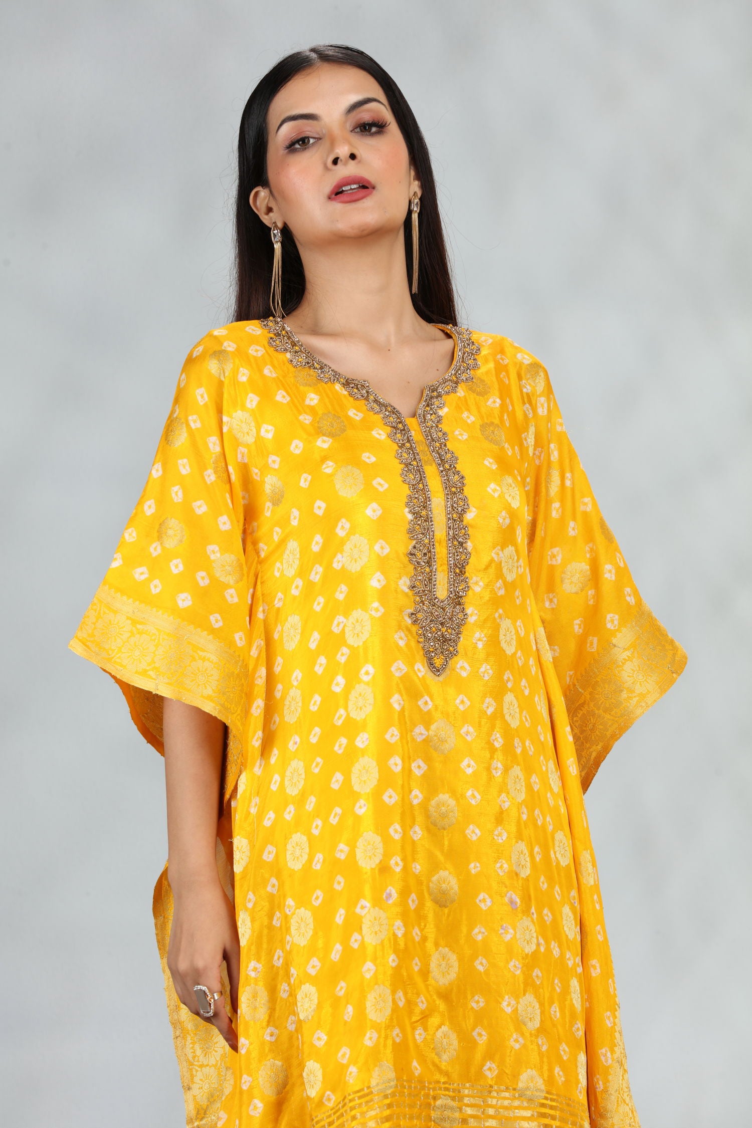 Bandhani Silk Kaftan image 4