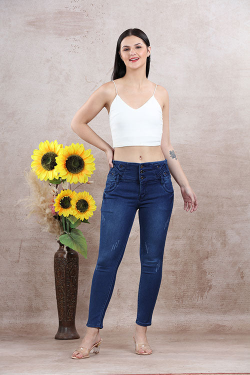 Skinny Front Button Clouser Jeans